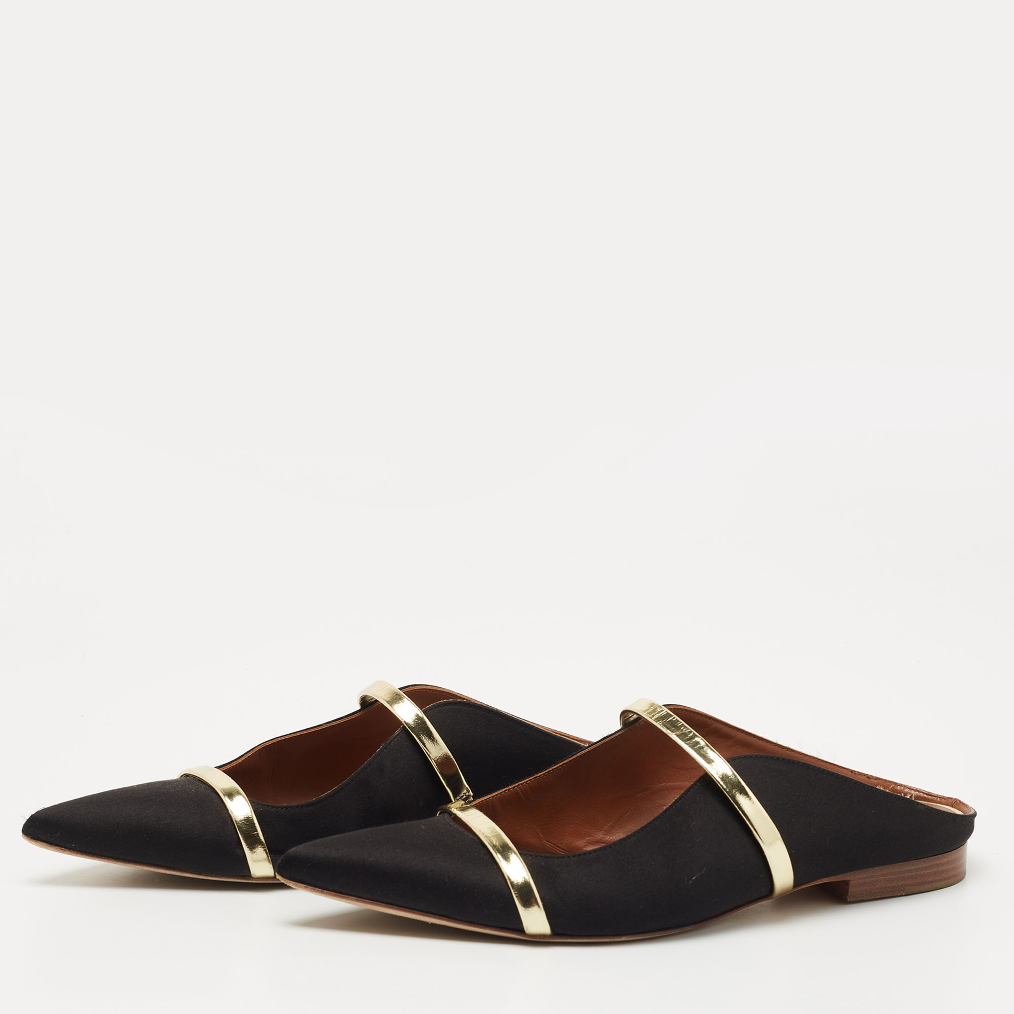 

Malone Souliers Black Satin Maureen Flat Mules Size