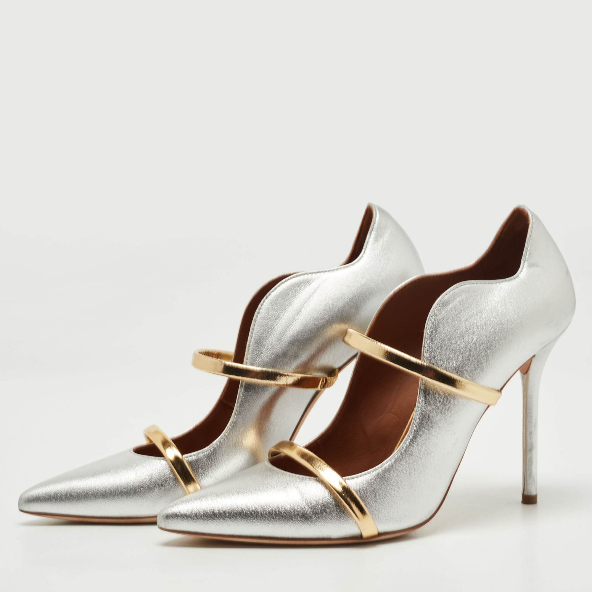 

Malone Souliers Silver/Gold Leather Maureen Pumps Size