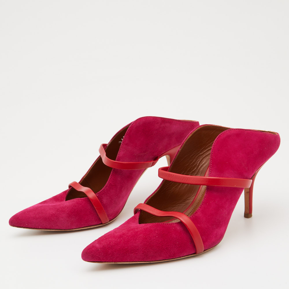 

Malone Souliers Pink/Red Suede and Leather Maureen Mules Size