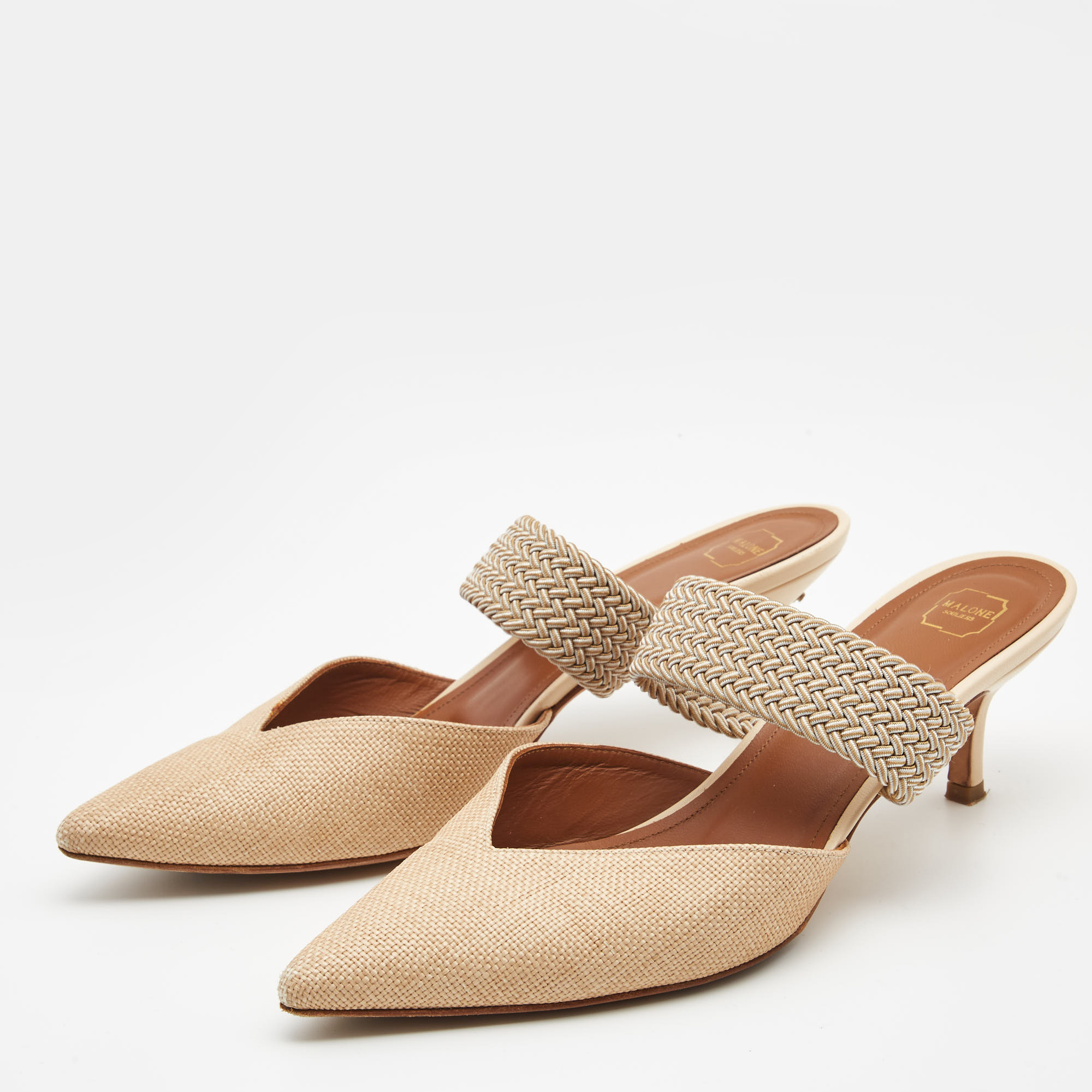 

Malone Souliers Beige Canvas Maisie Mules Size