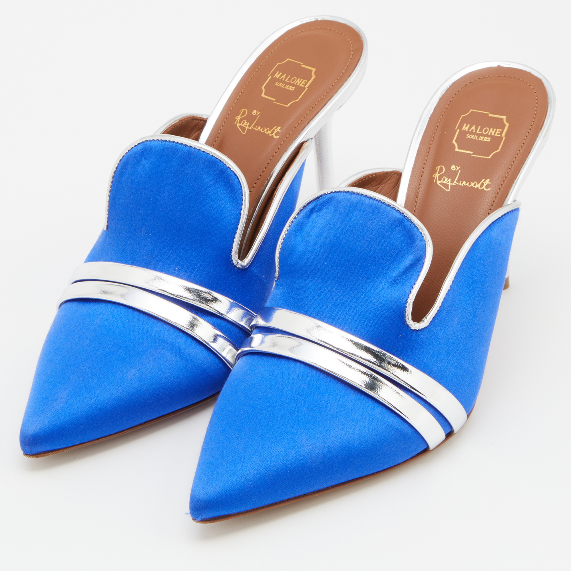 

Malone Souliers by Roy Luwolt Blue/Silver and Leather Hayley Mules Size