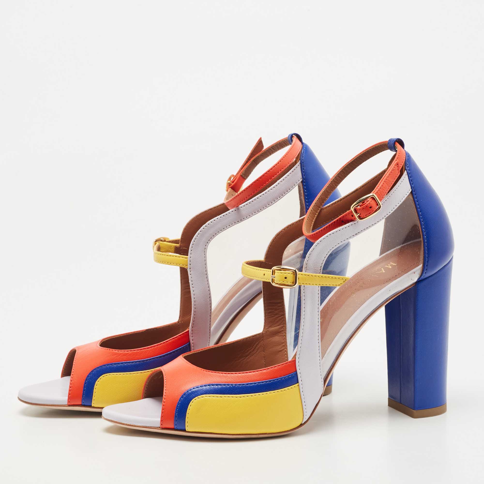 

Malone Souliers Multicolor Flame Ankle Strap Open Toe Pumps Size