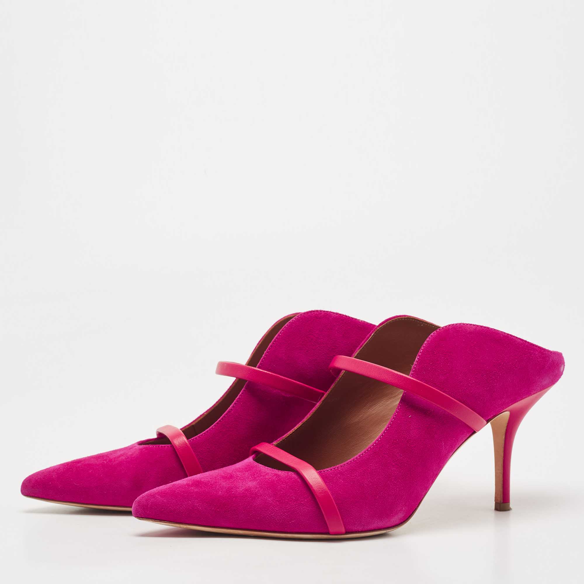 

Malone Souliers Pink Suede Maureen Pointed Toe Mule Sandals Size