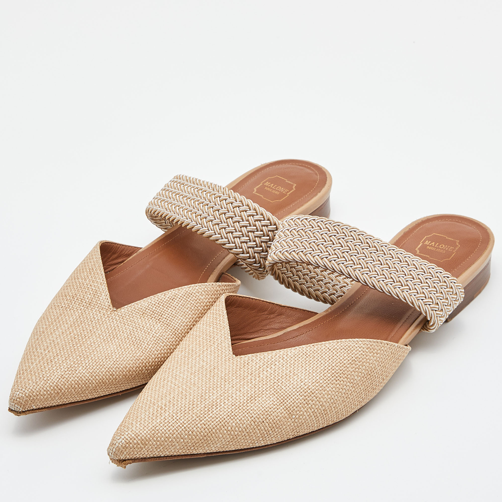 

Malone Souliers Beige Raffia Maisie Flat Mules Size