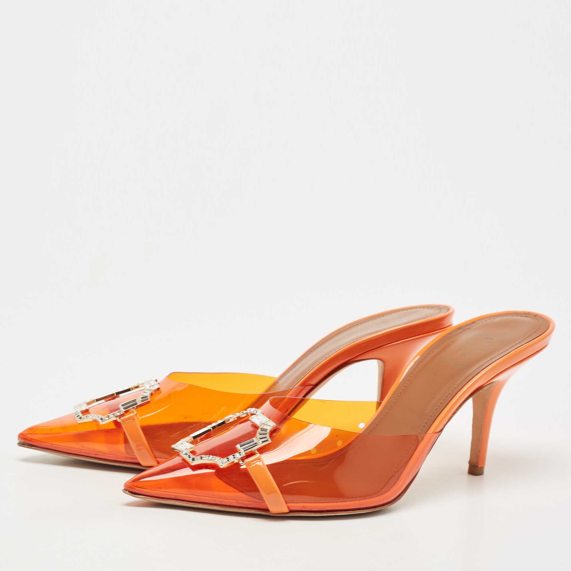 

Malone Souliers Orange PVC Missy Pointed Toe Sandals Size