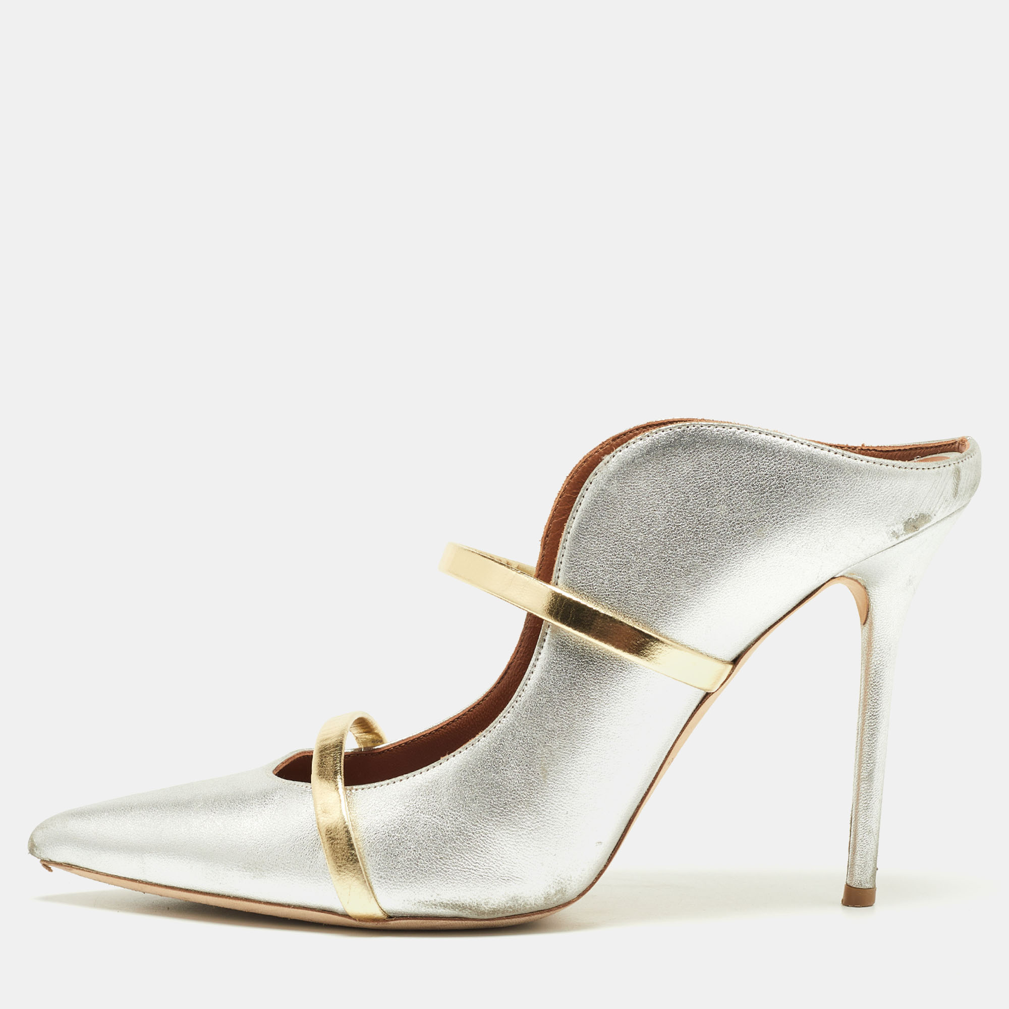 

Malone Souliers Silver/Gold Foil Leather Maureen Pointed Toe Pumps Size