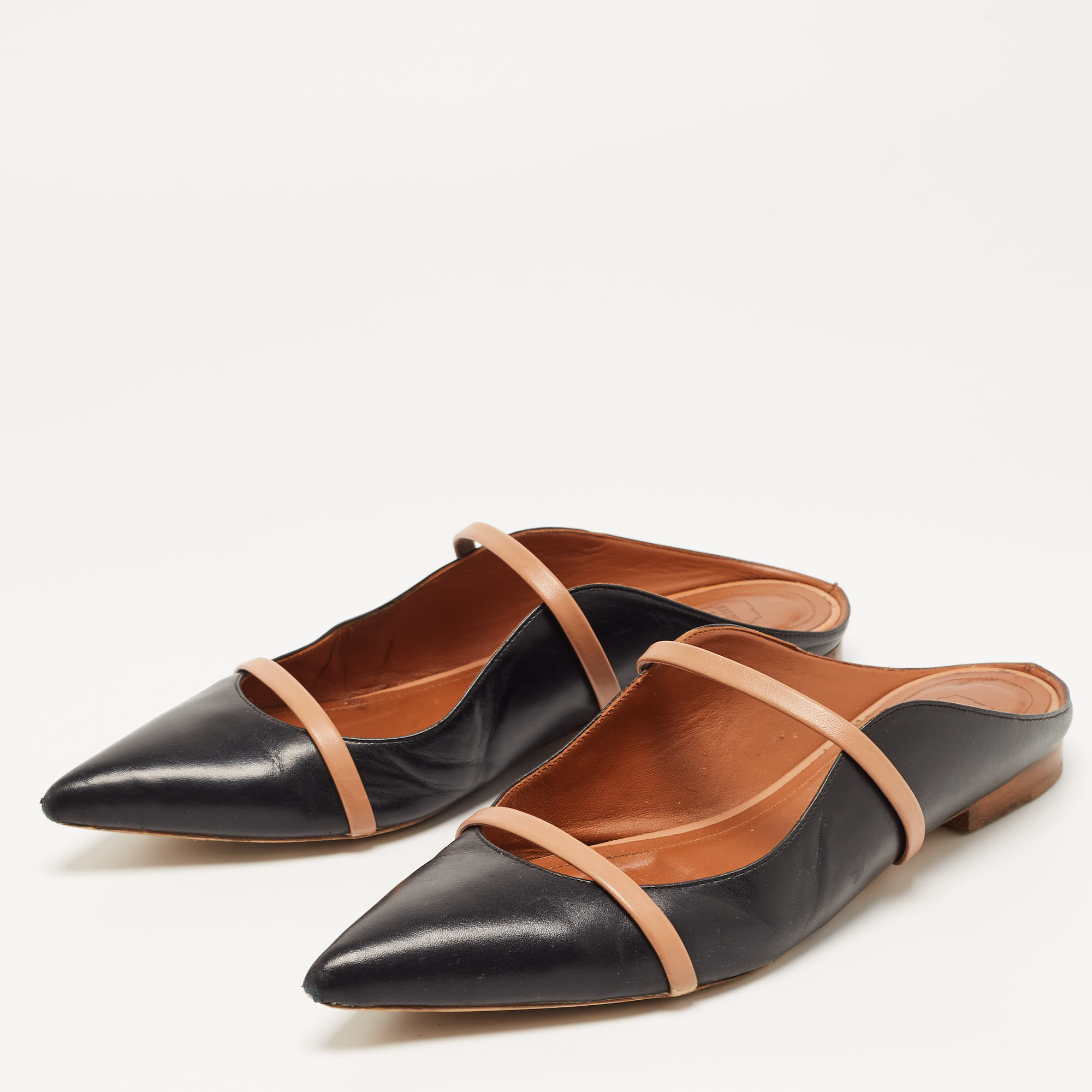 

Malone Souliers Black/Beige Leather Maureen Flat Mules Size