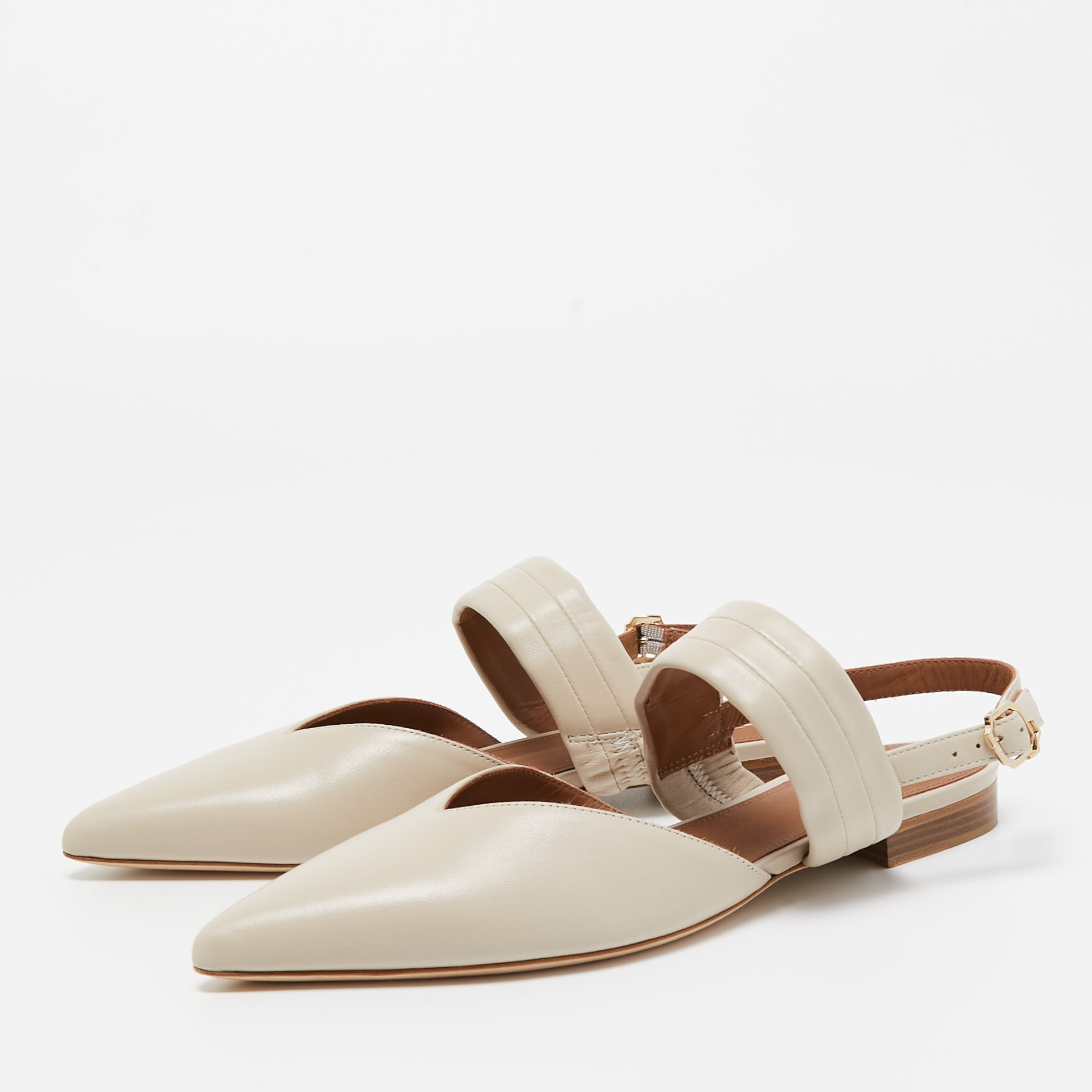 

Malone Souliers Cream Leather Maisie Slingback Flats Size