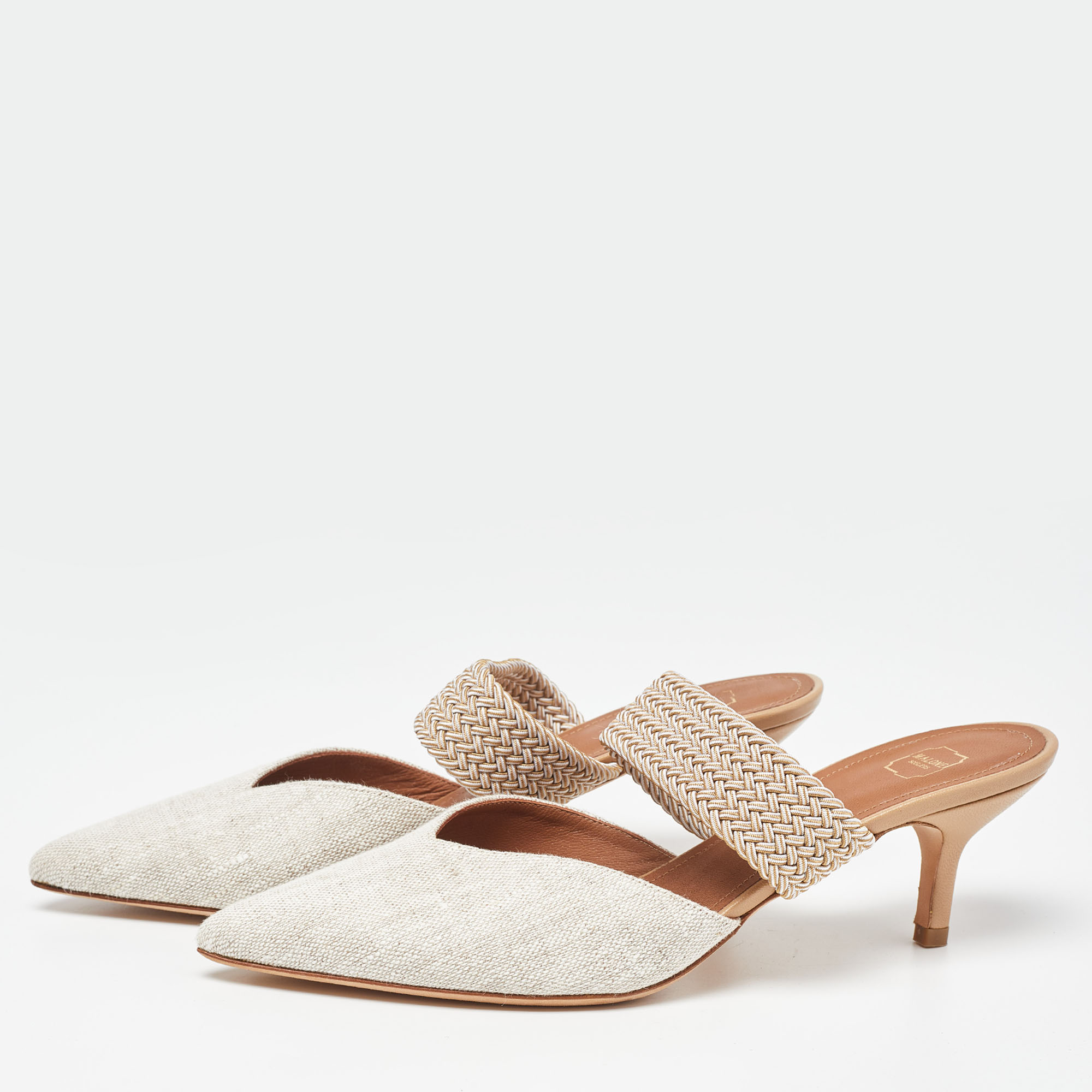 

Malone Souliers Beige Canvas Maisie Mules Size