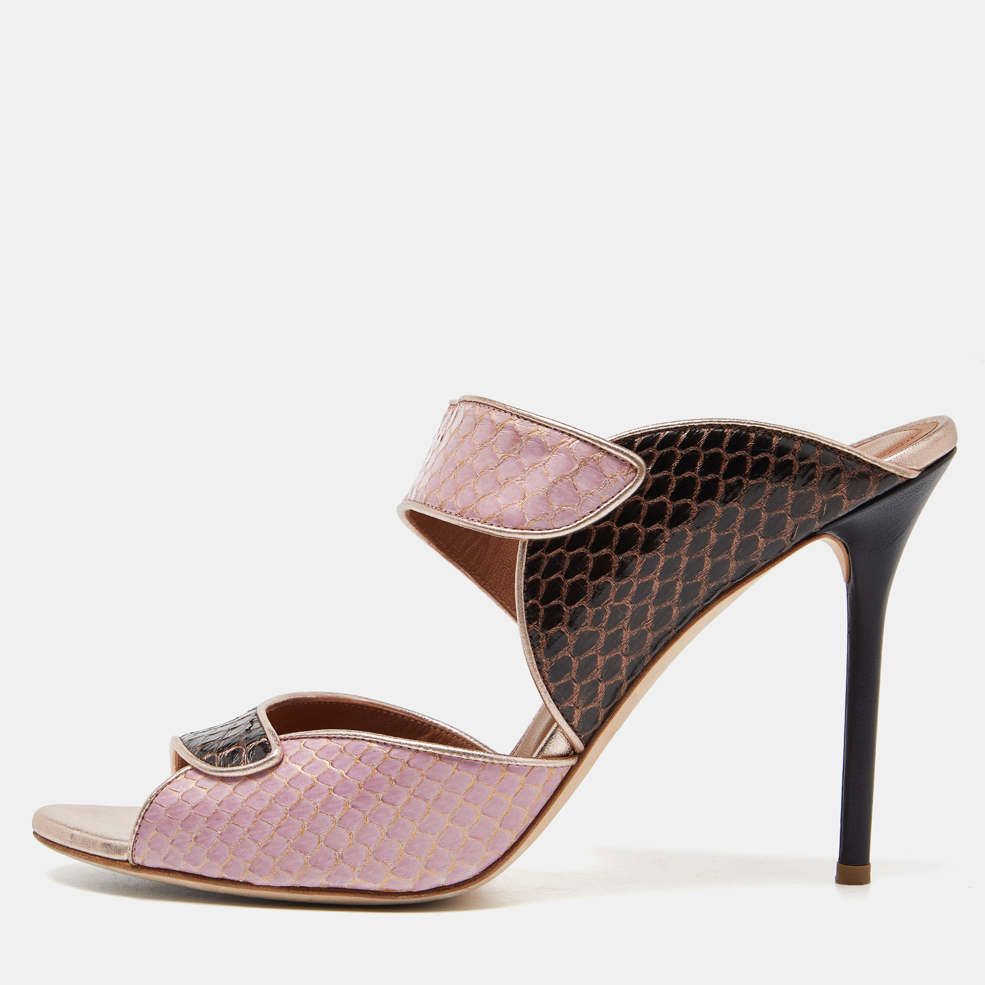 Pre Owned Malone Souliers Multicolor Watersnake Leather Mules Size 42