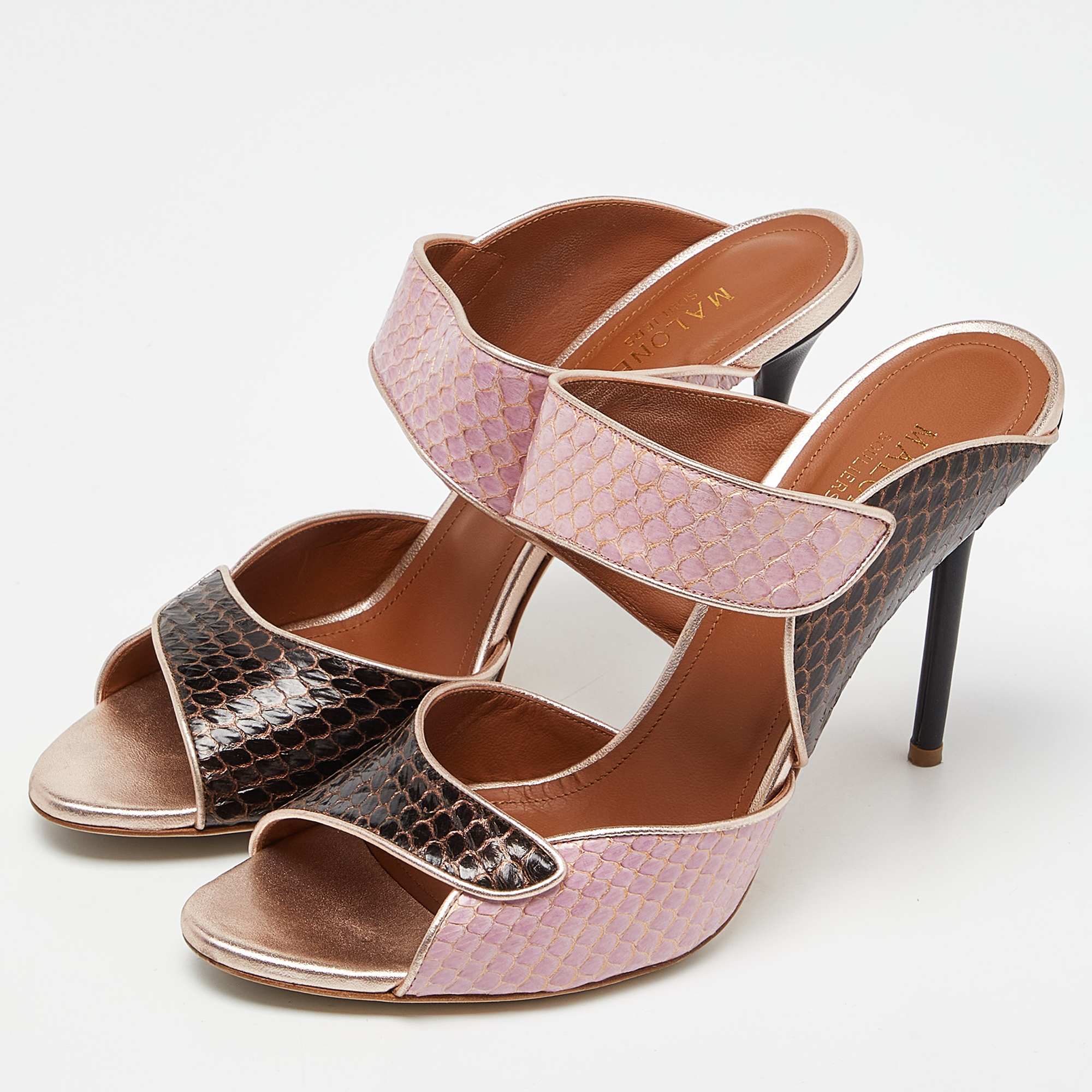 

Malone Souliers Multicolor Watersnake Leather Mules Size