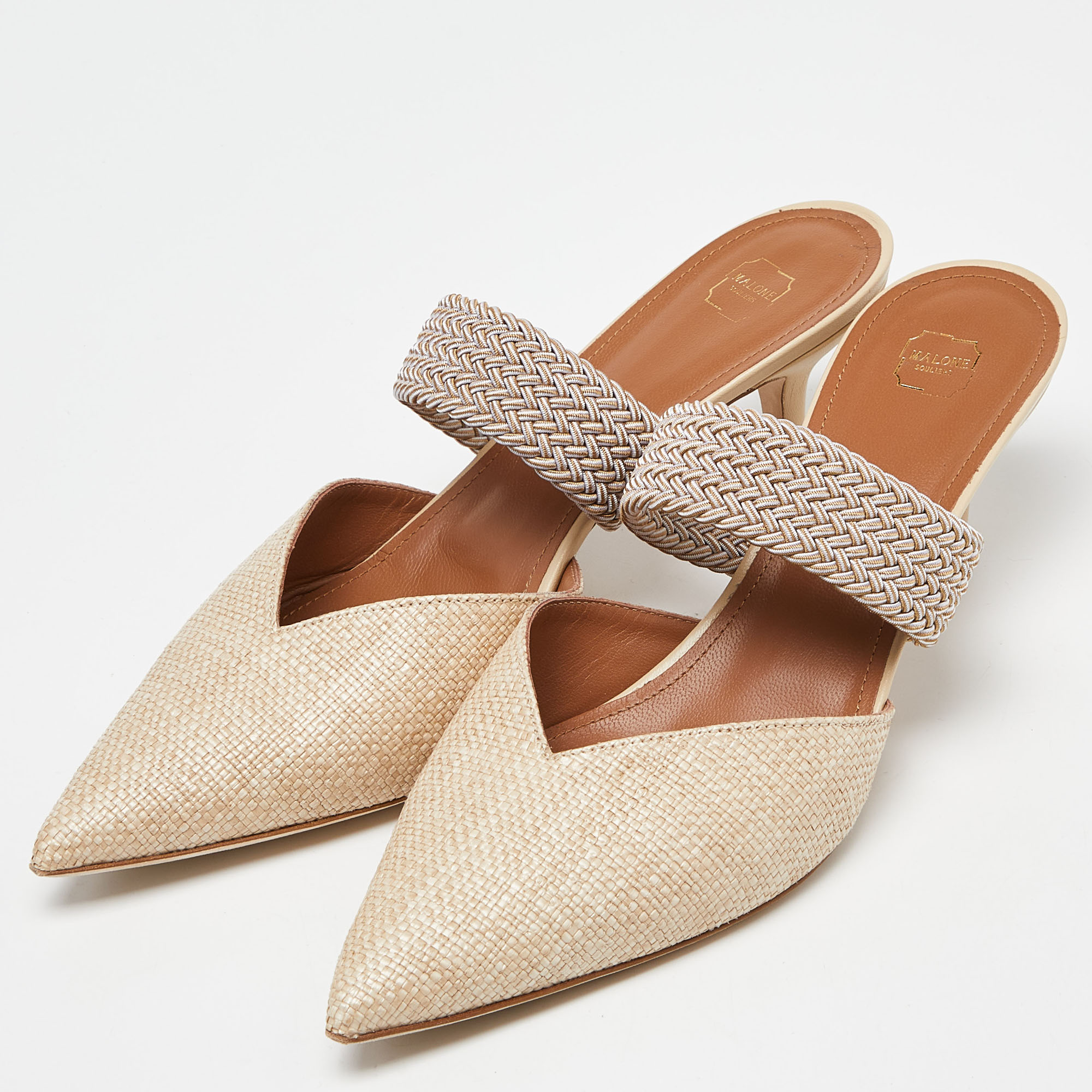 

Malone Souliers Beige Raffia Maisie Mules Size