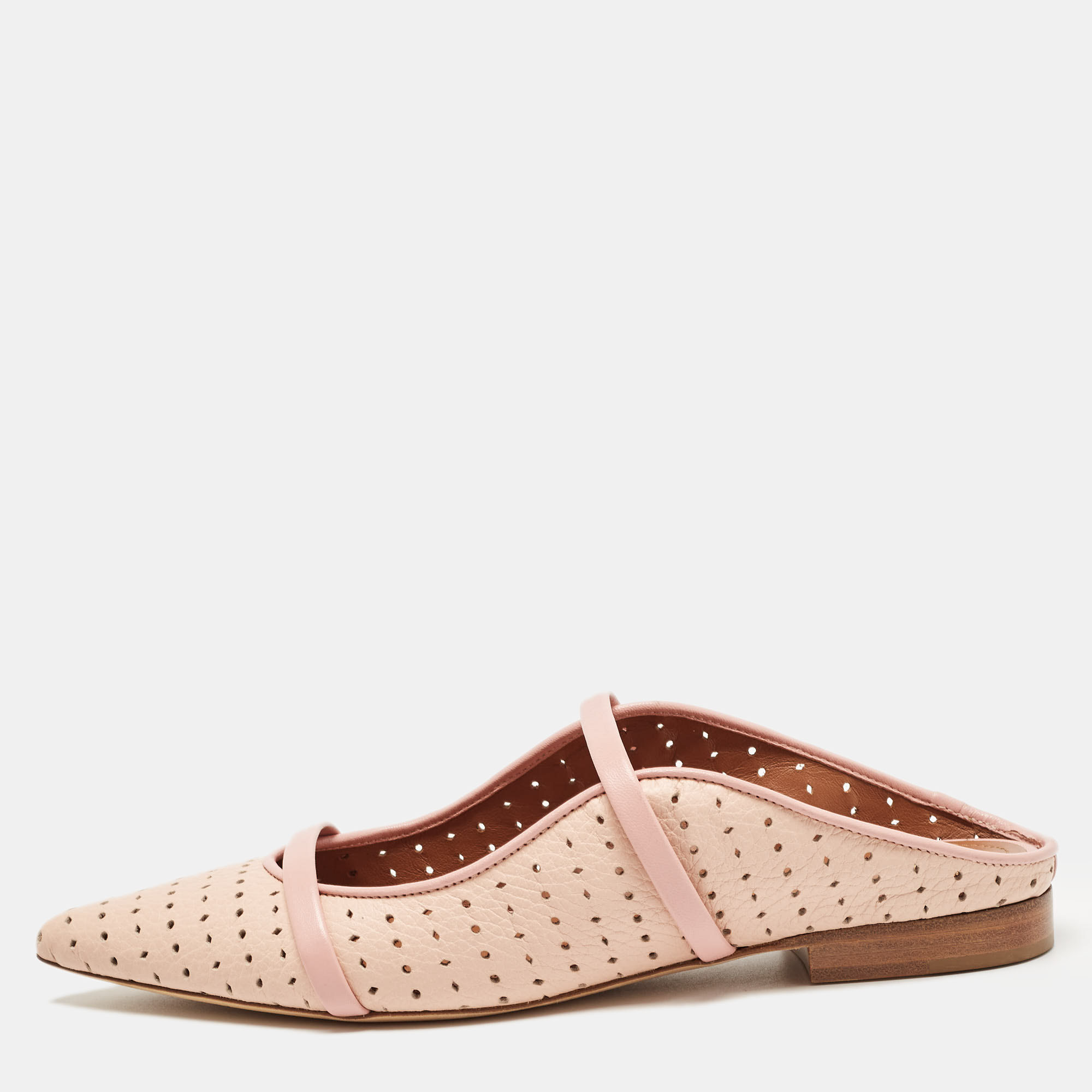 

Malone Souliers Pink Perforated Leather Maureen Flat Mules Size