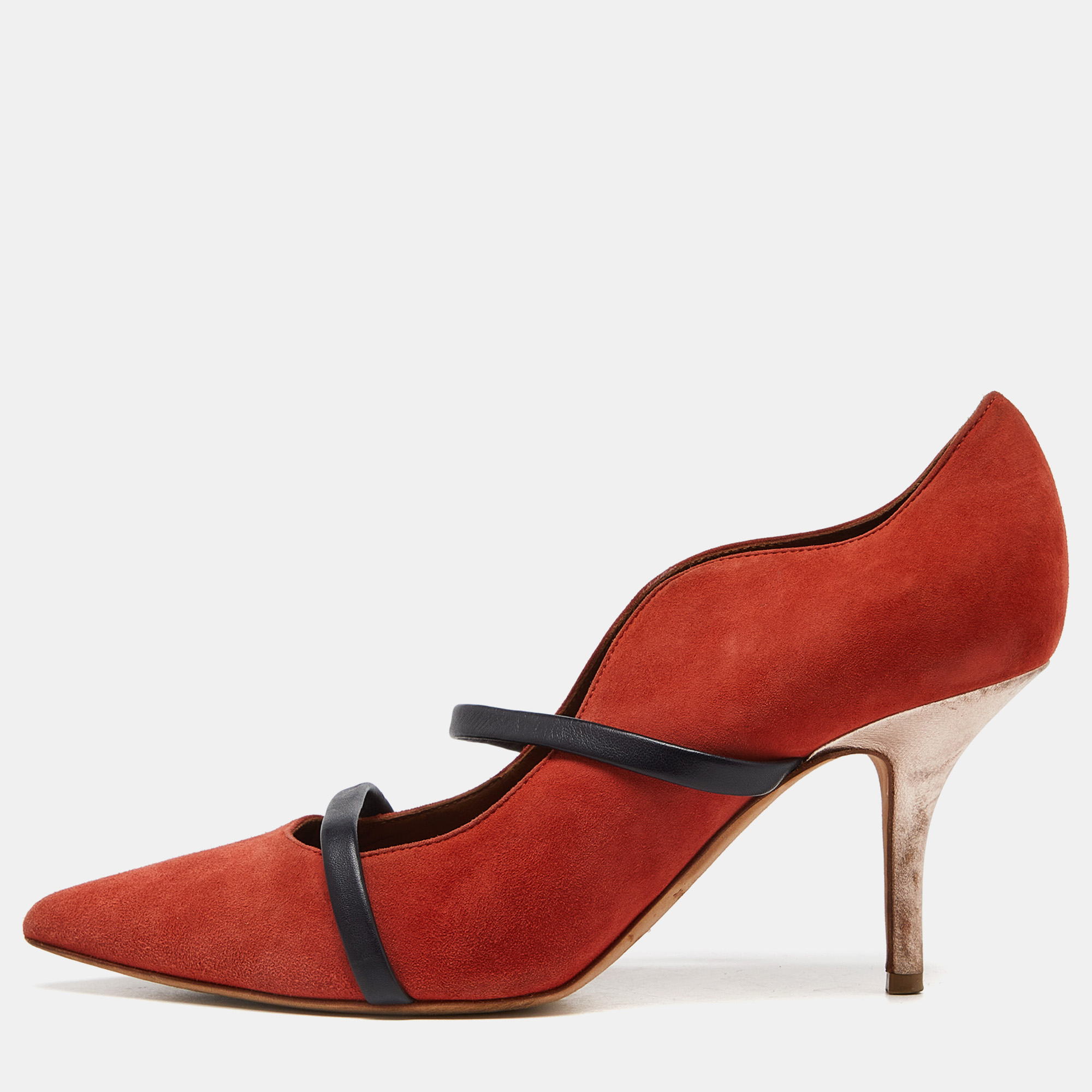 

Malone Souliers Brick Moire Canvas and Leather Maureen Pumps Size, Red