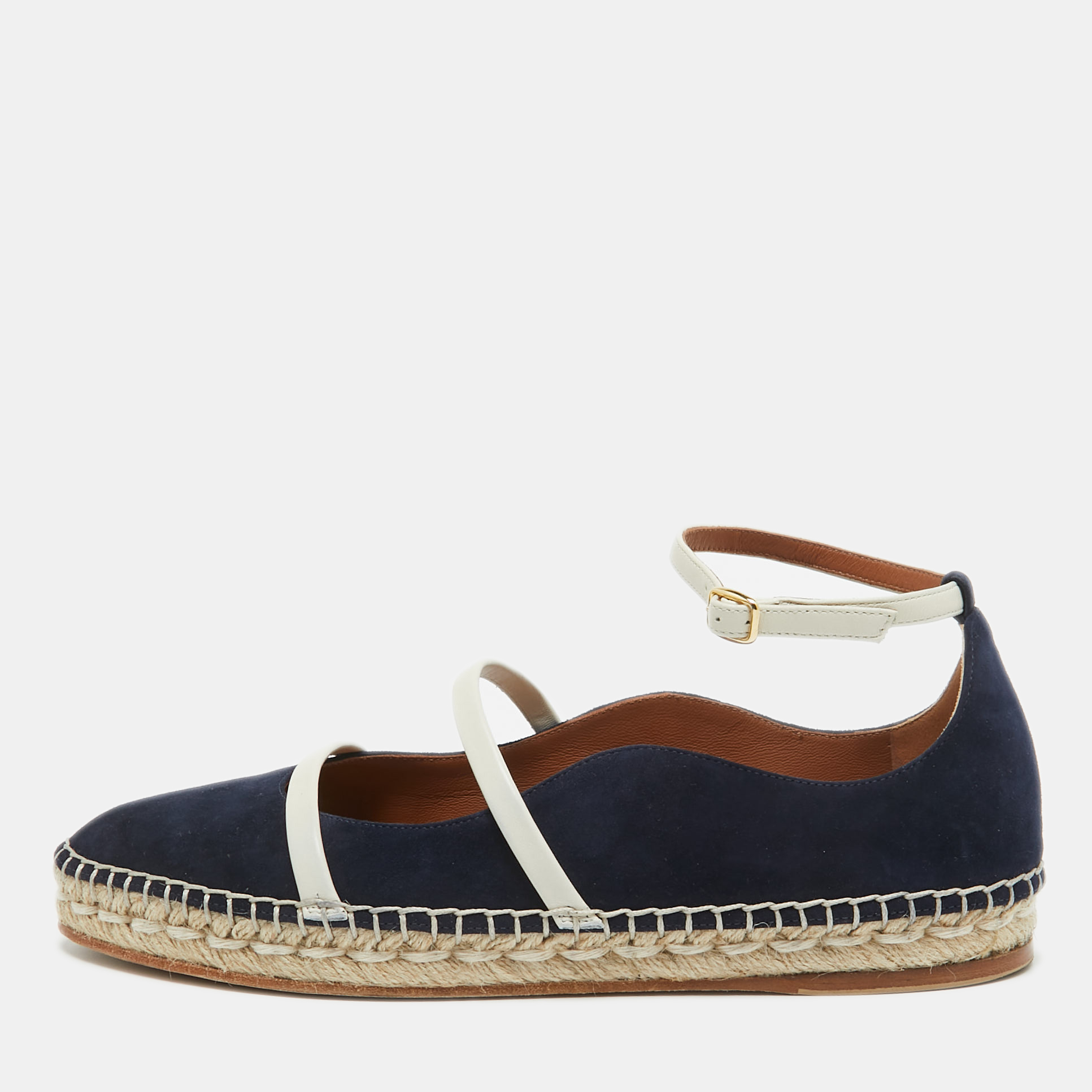 

Malone Souliers Navy Blue Suede Selina Espadrilles Sandals Size