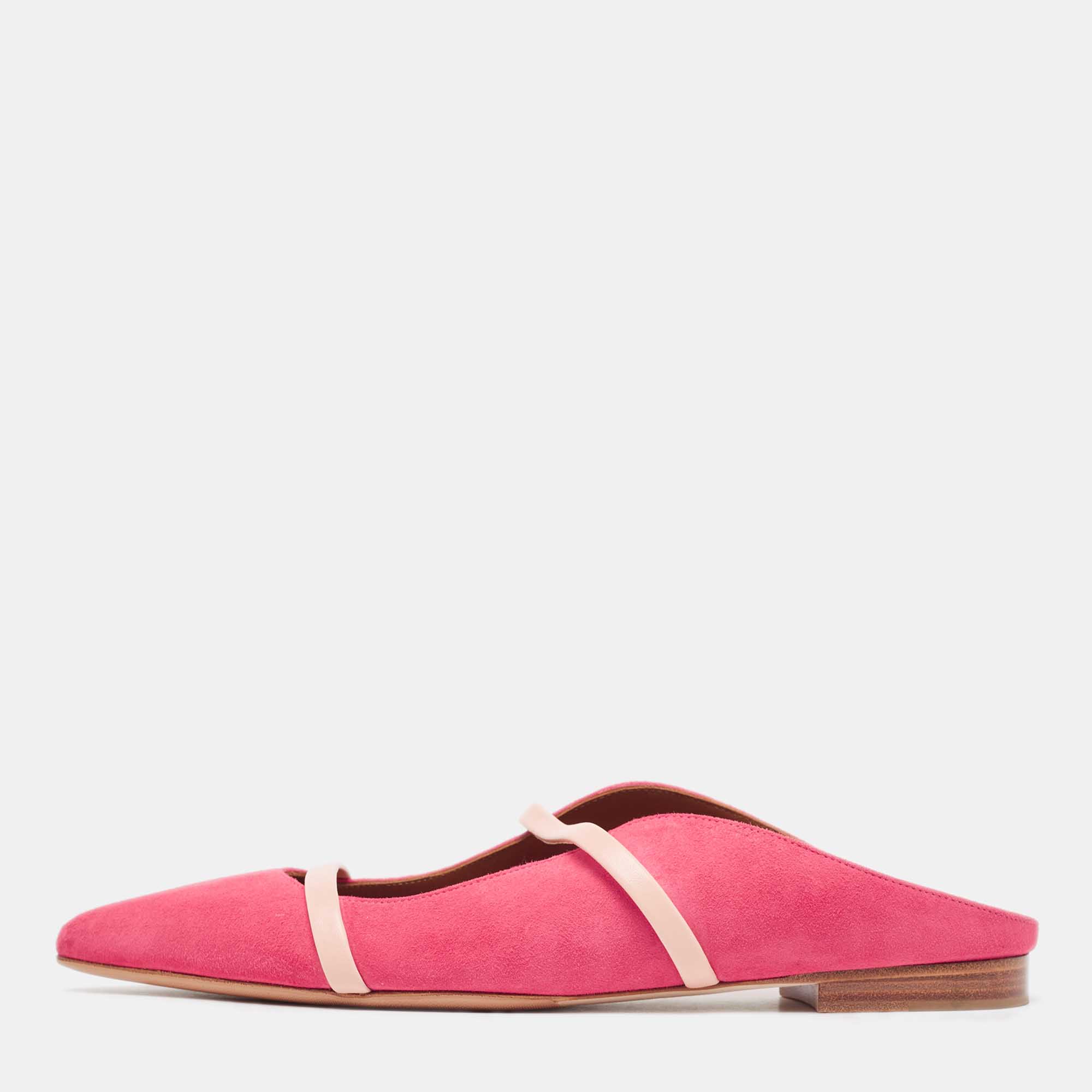 

Malone Souliers Pink Suede and Leather Maureen Flat Mules Size