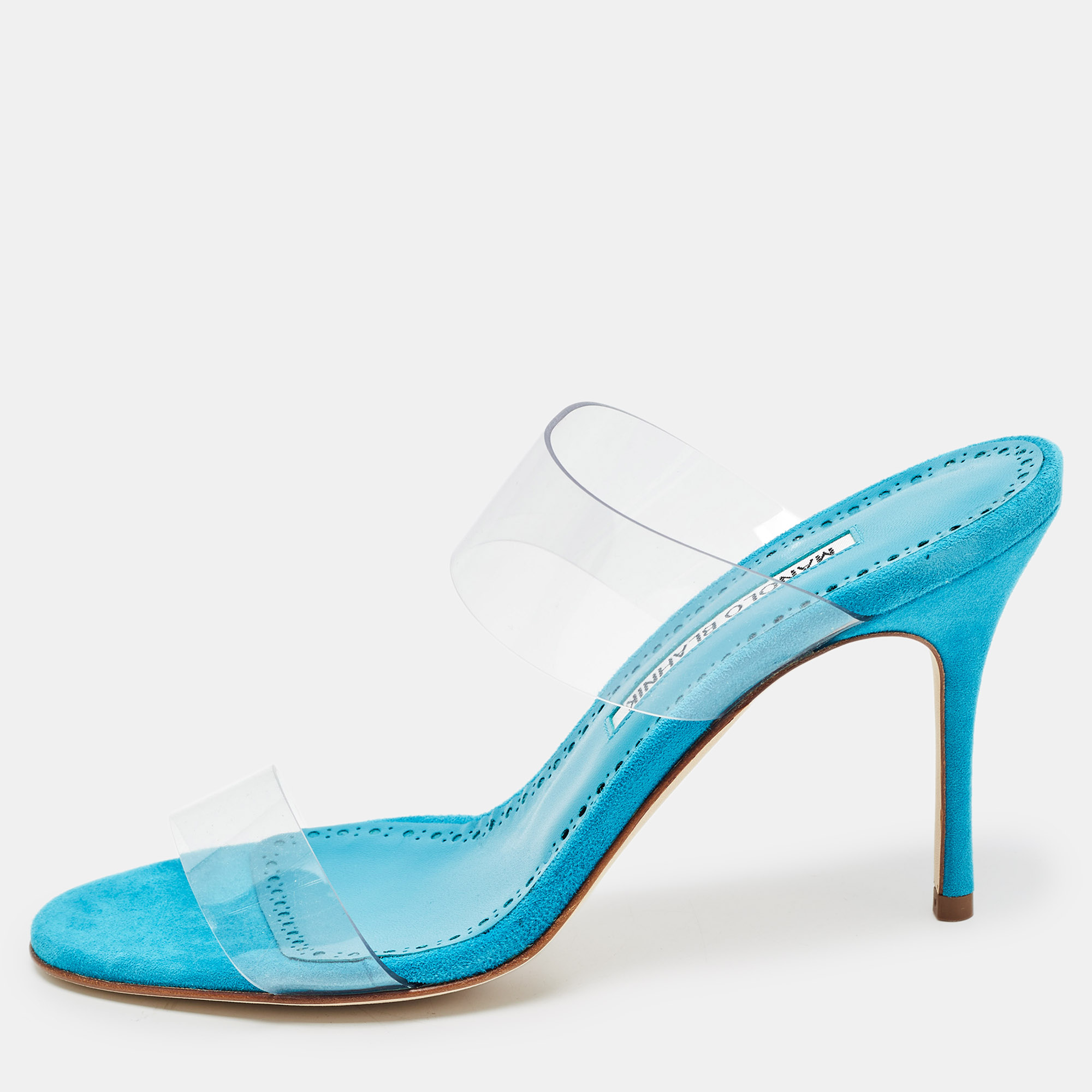 

Manolo Blahnik Transparent PVC Scolto Sandals Size