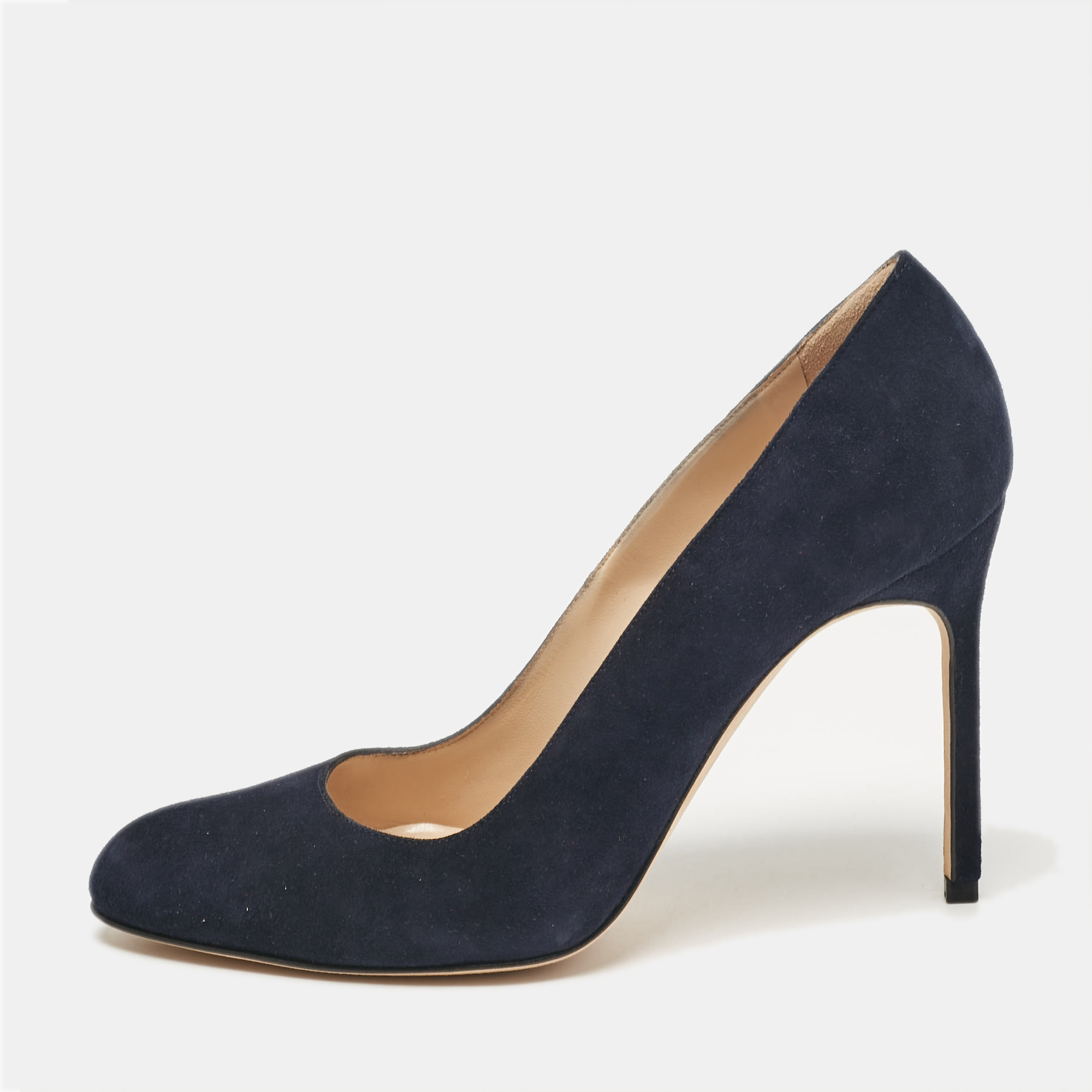 

Manolo Blahnik Navy Blue Suede BB Pumps Size