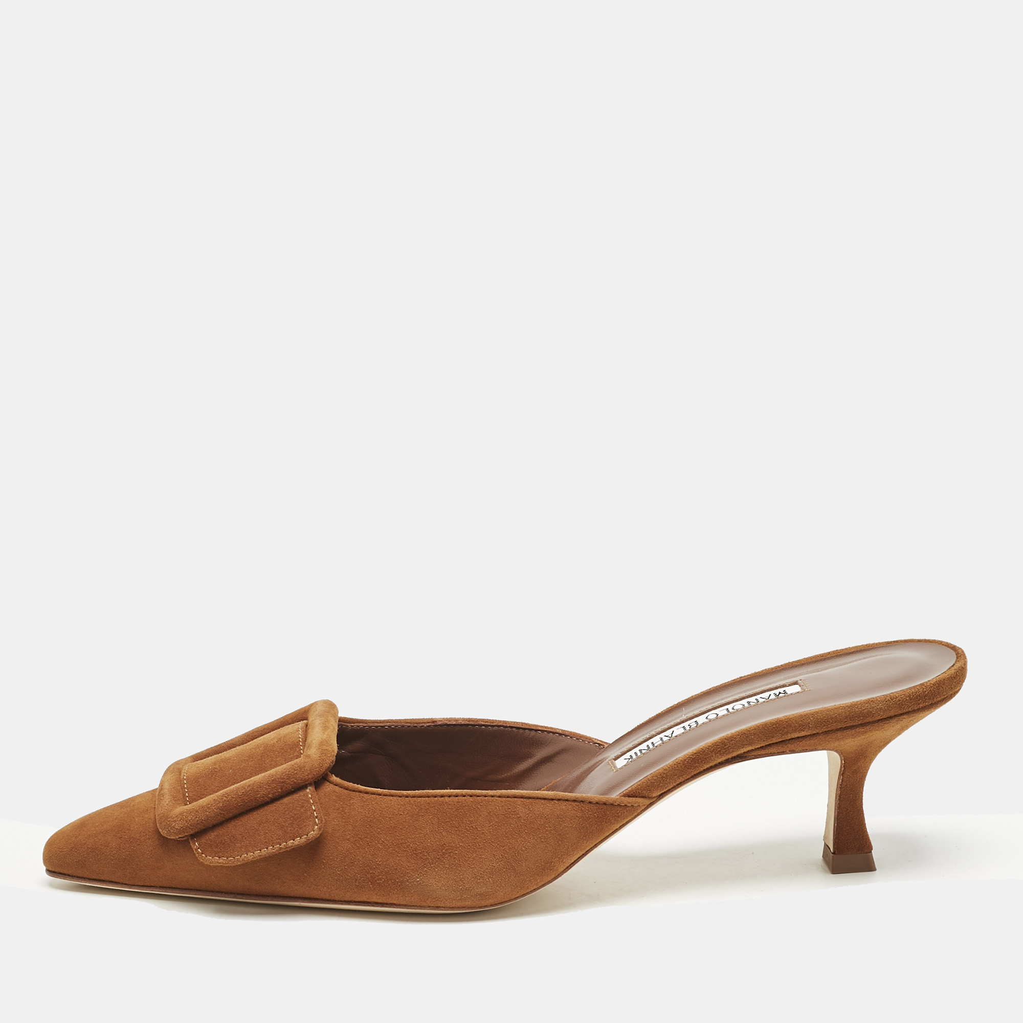 

Manolo Blahnik Brown Suede Maysale Pointed Toe Mules Size