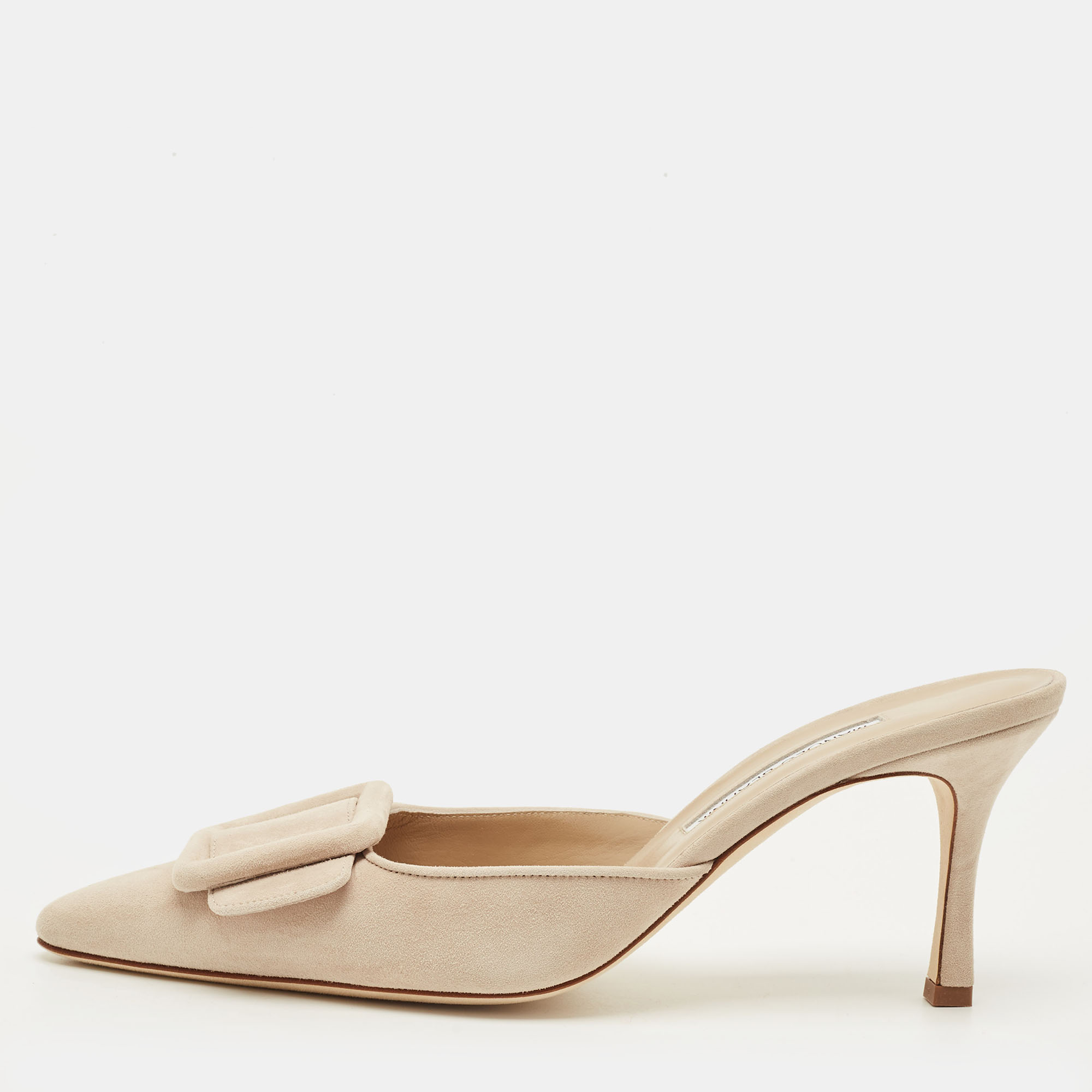 

Manolo Blahnik Maysale Size  Beige Suede Mules