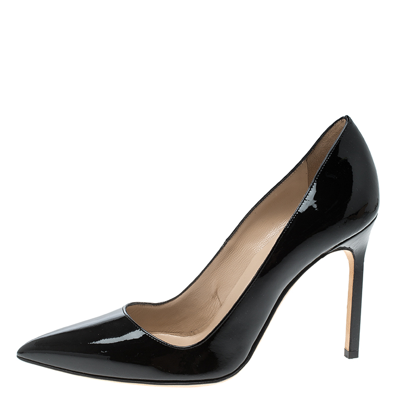 

Manolo Blahnik Black Patent Leather BB Pointed Toe Pumps Size