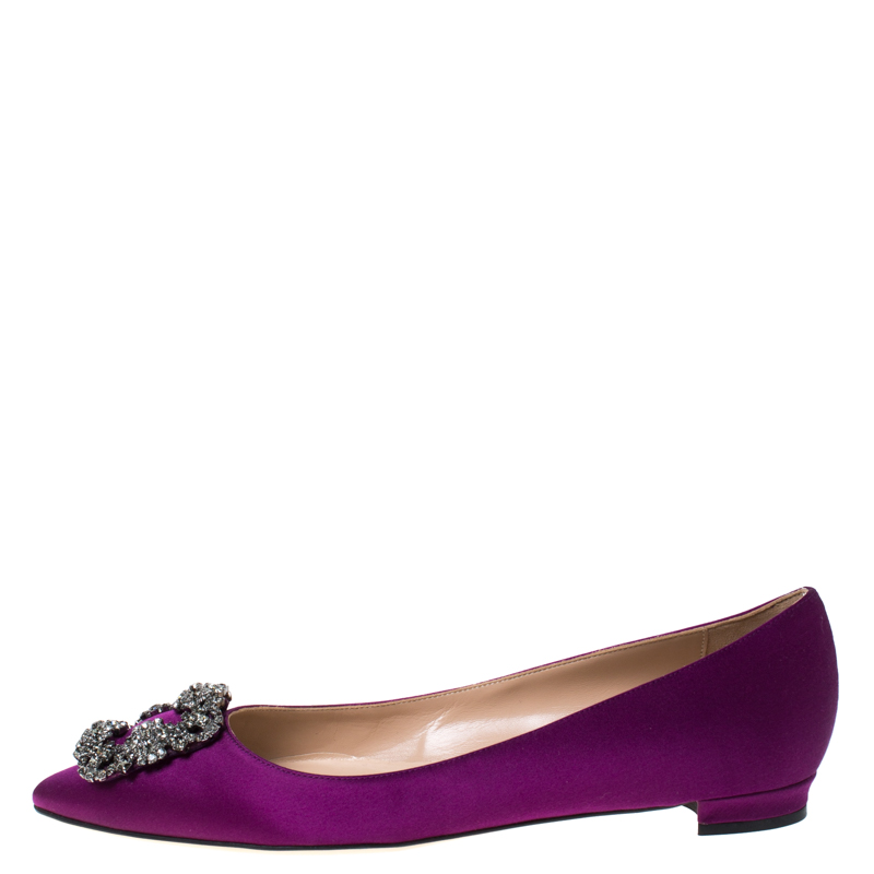 

Manolo Blahnik Purple Satin Hangisi Ballet Flats Size