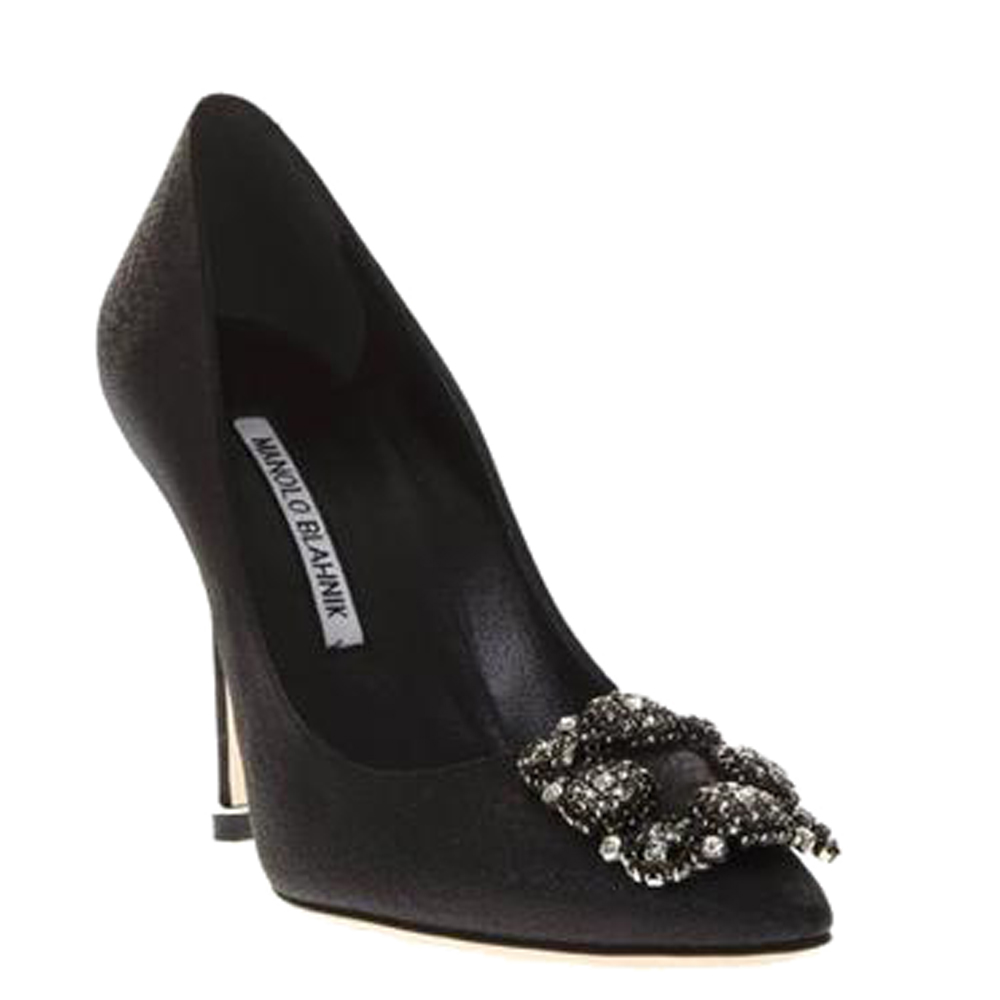 

Manolo Blahnik Black Leather Hangisi Pumps Size EU