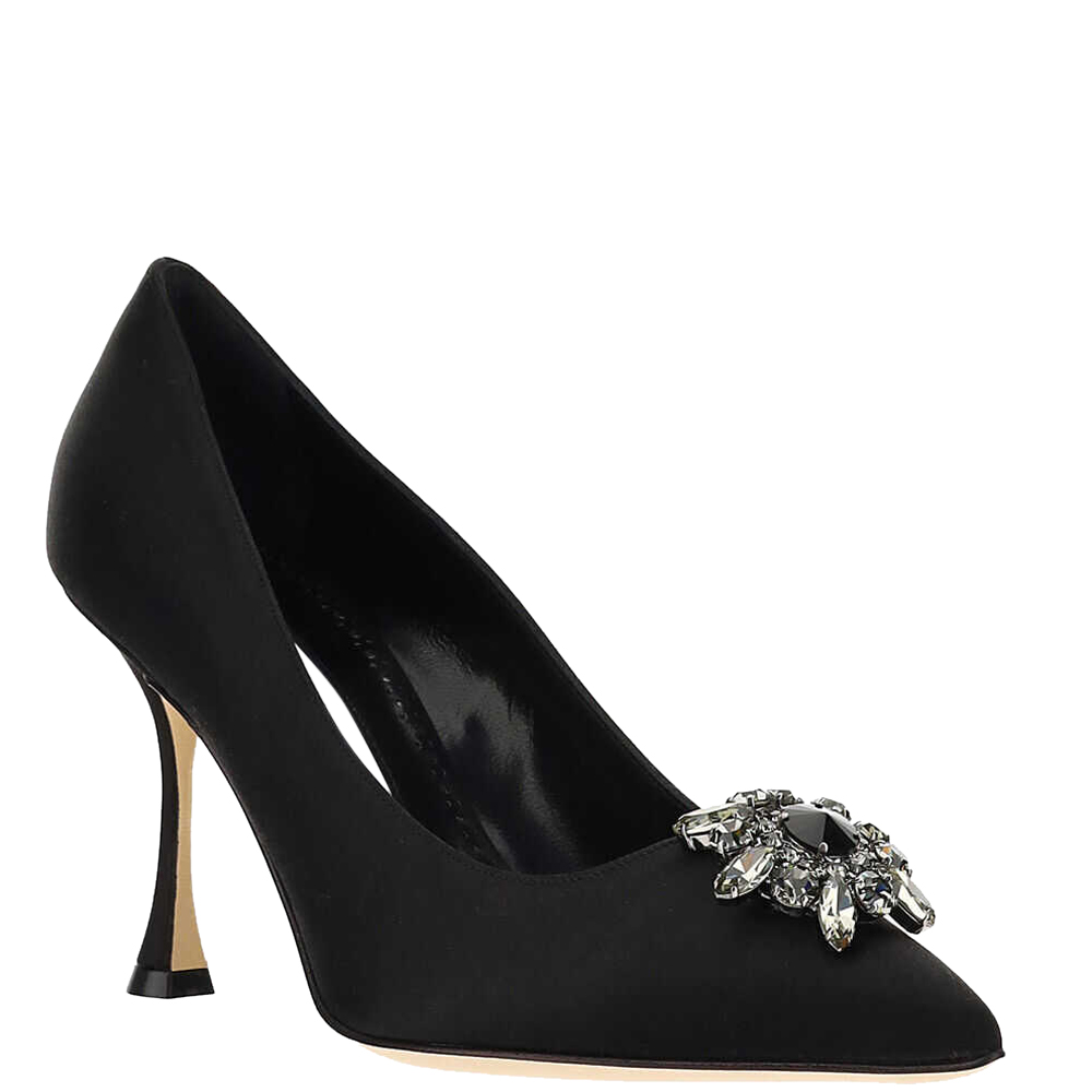 

Manolo Blahnik Black Cassina 90 Jewel Buckle Pumps Size IT