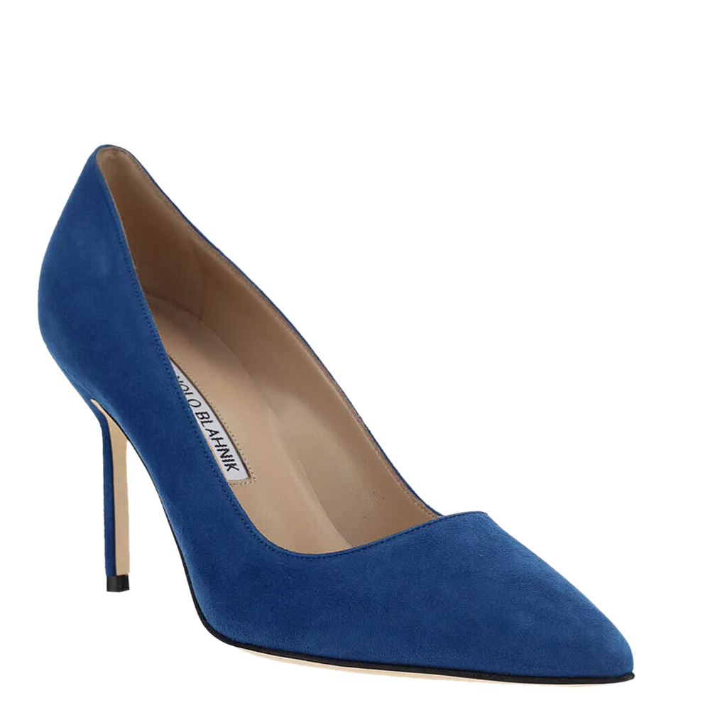

Manolo Blahnik Navy Suede Pointed Toe Pumps Size IT, Navy blue