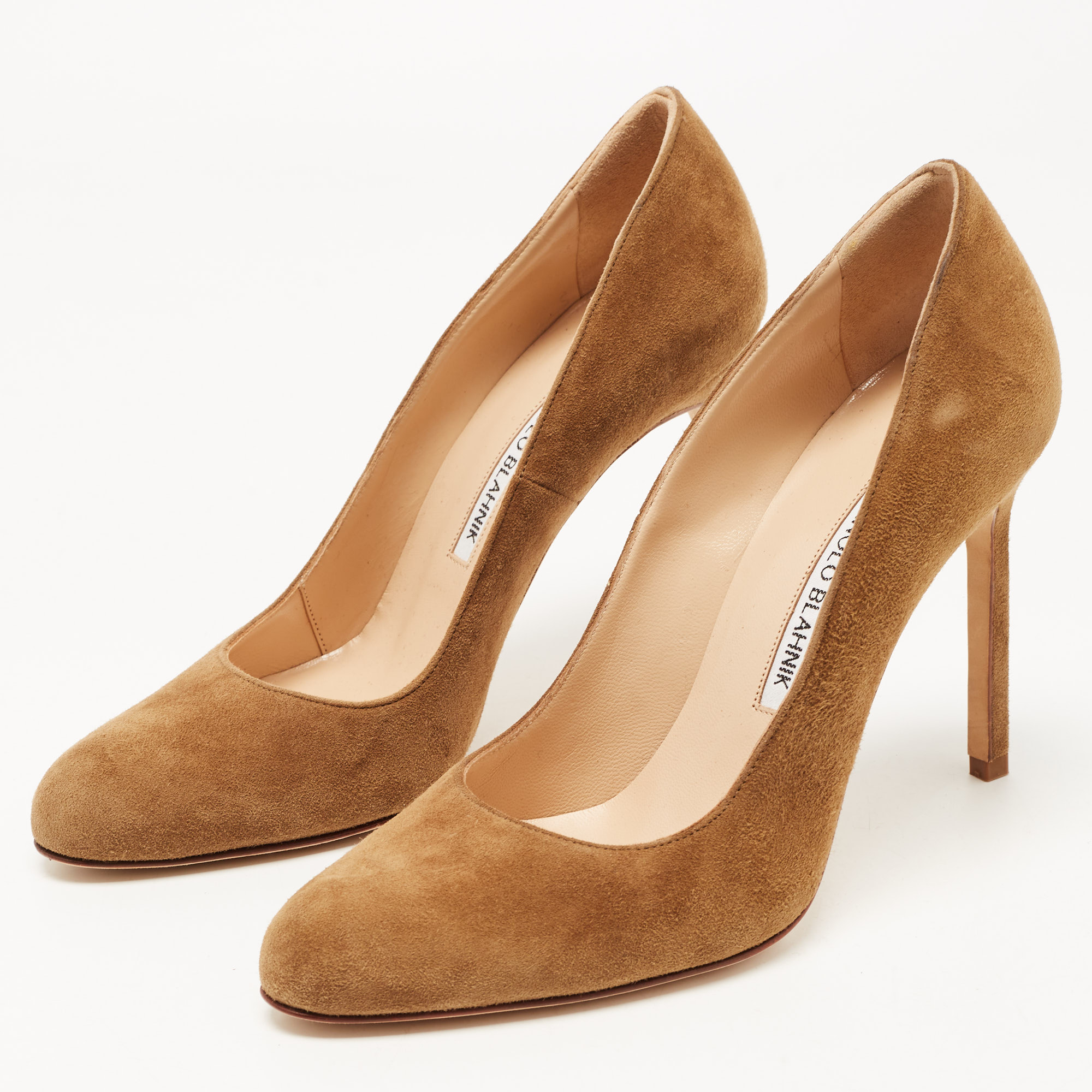 

Manolo Blahnik Brown Suede BB Round Toe Pumps Size