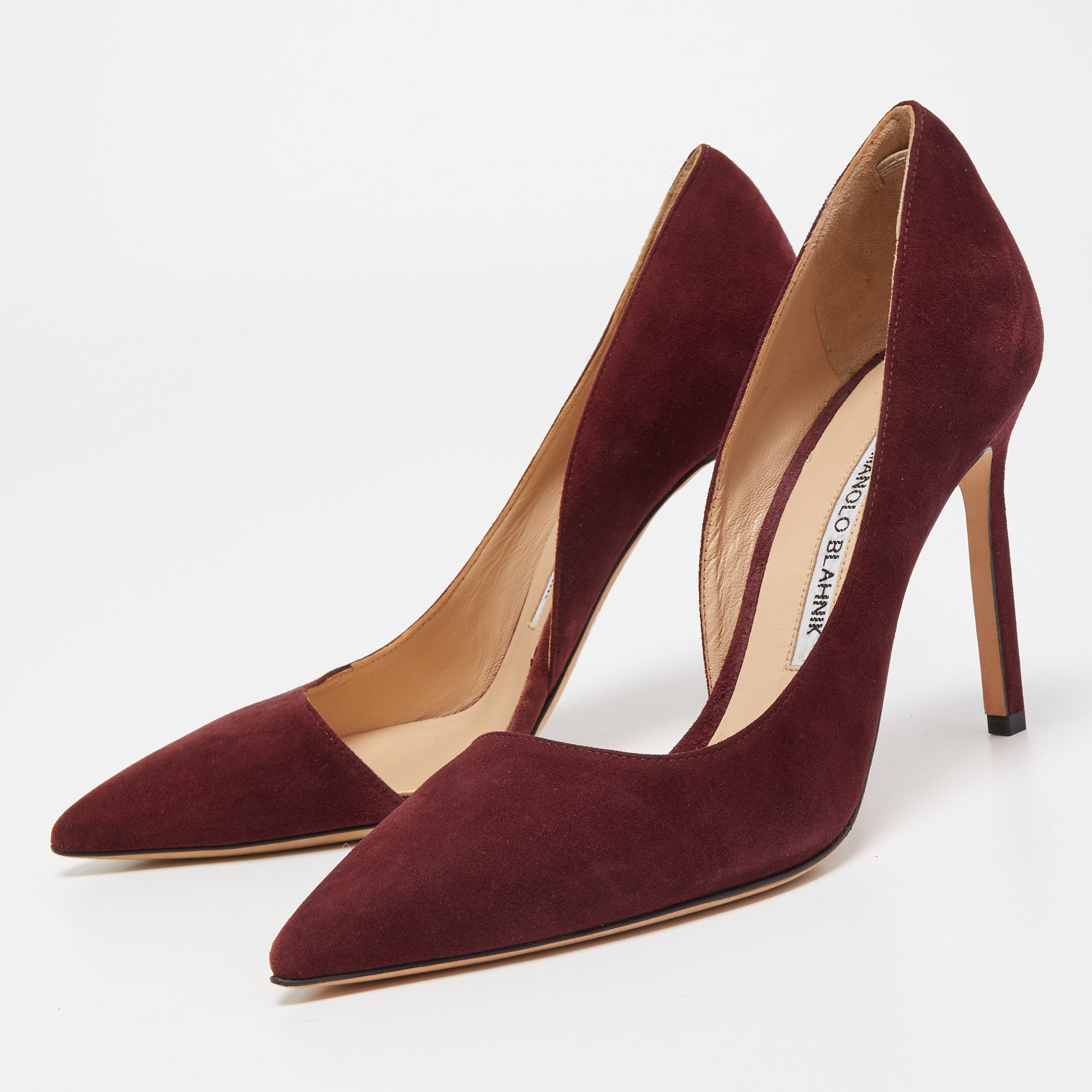 

Manolo Blahnik Burgundy Suede Stresty Pumps Size