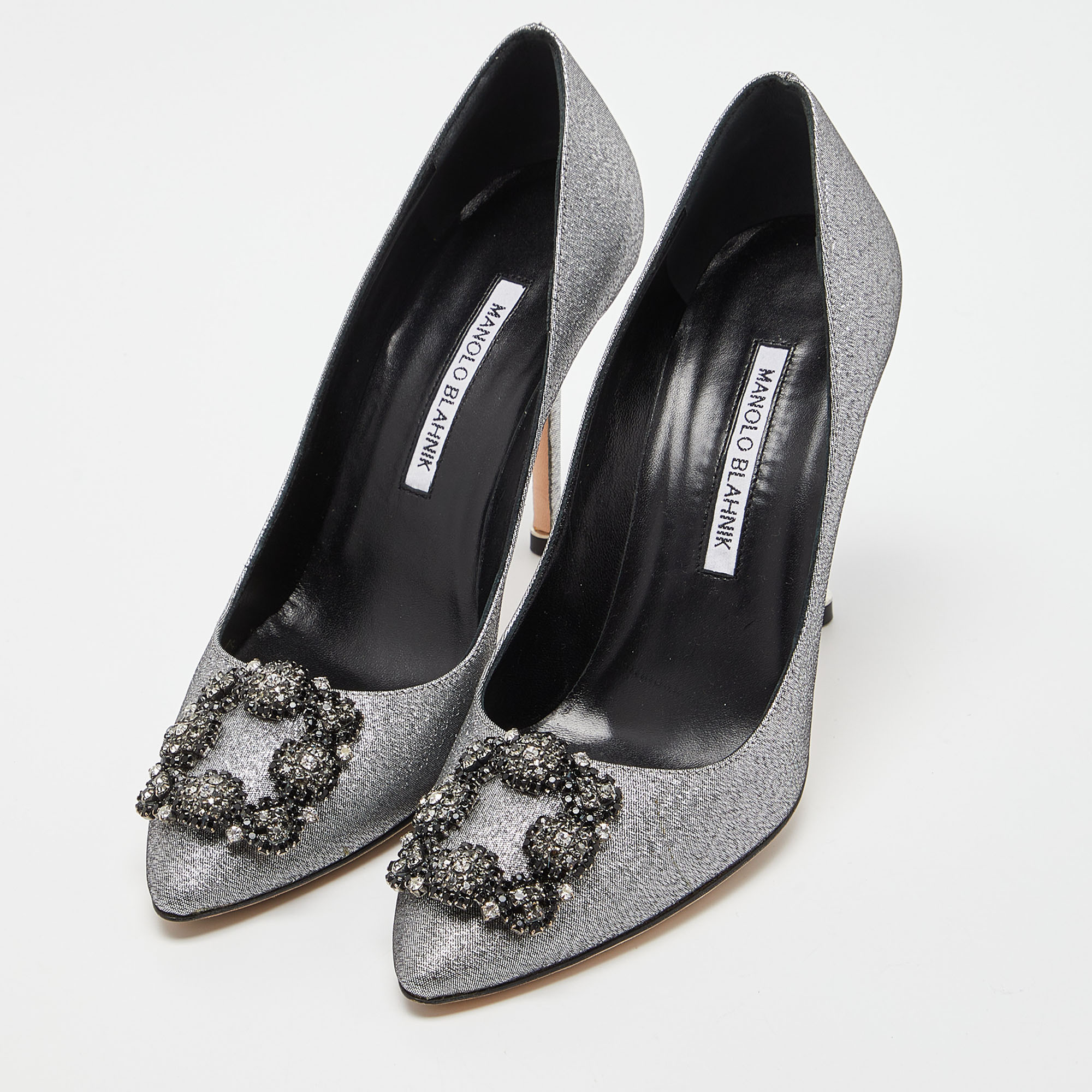 

Manolo Blahnik Silver Lurex Fabric Hangisi Pumps Size