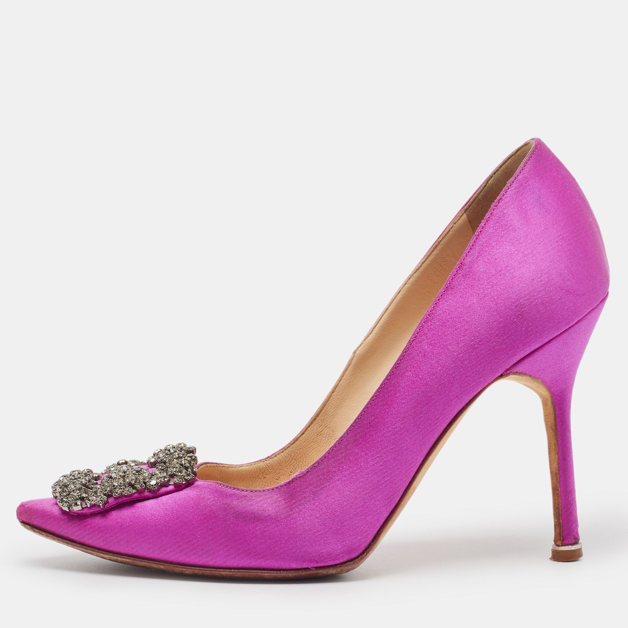 

Manolo Blahnik Pink Satin Hangisi Pumps Size