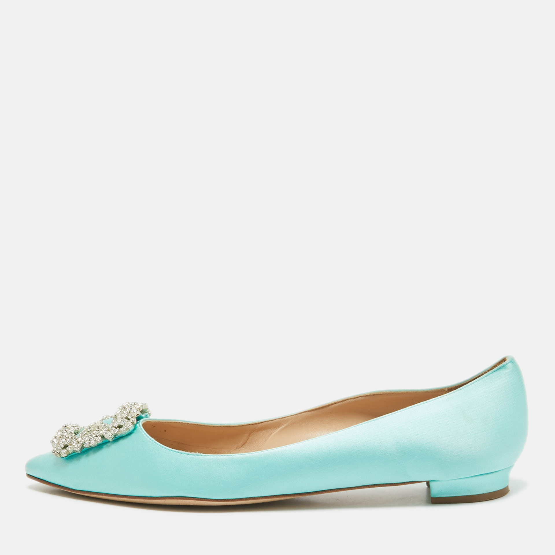 

Manolo Blahnik Blue Satin Hangisi Ballet Flats Size