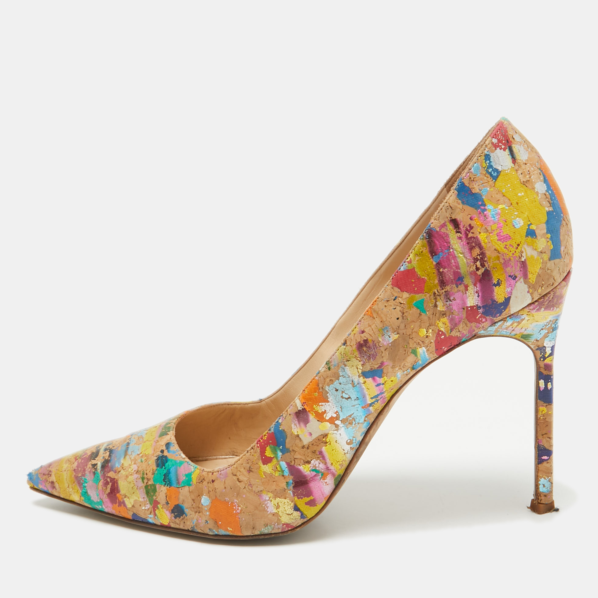 

Manolo Blahnik Multicolor Cork BB Pumps Size