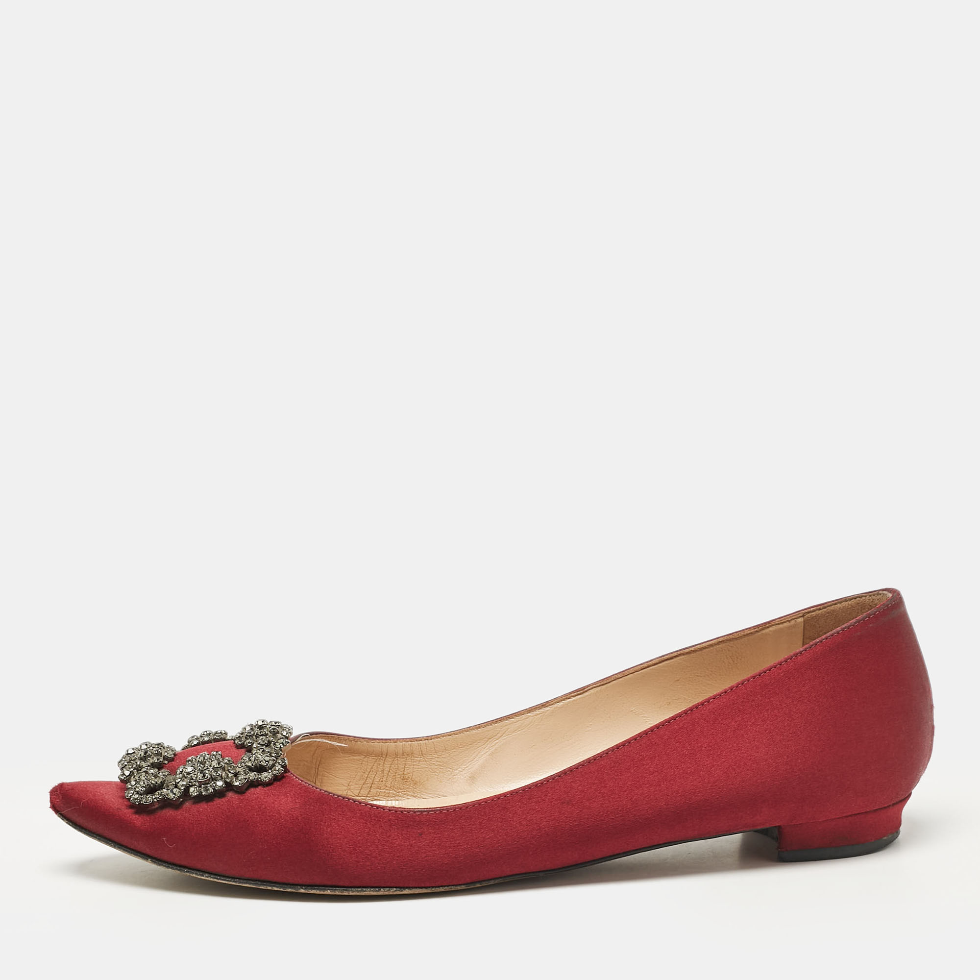 

Manolo Blahnik Burgundy Suede Hangisi Ballet Flats Size