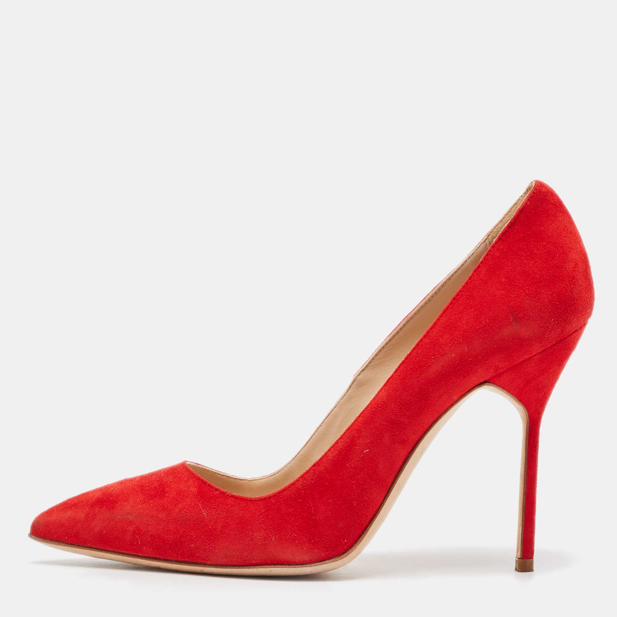 

Manolo Blahnik Red Suede BB Pumps Size