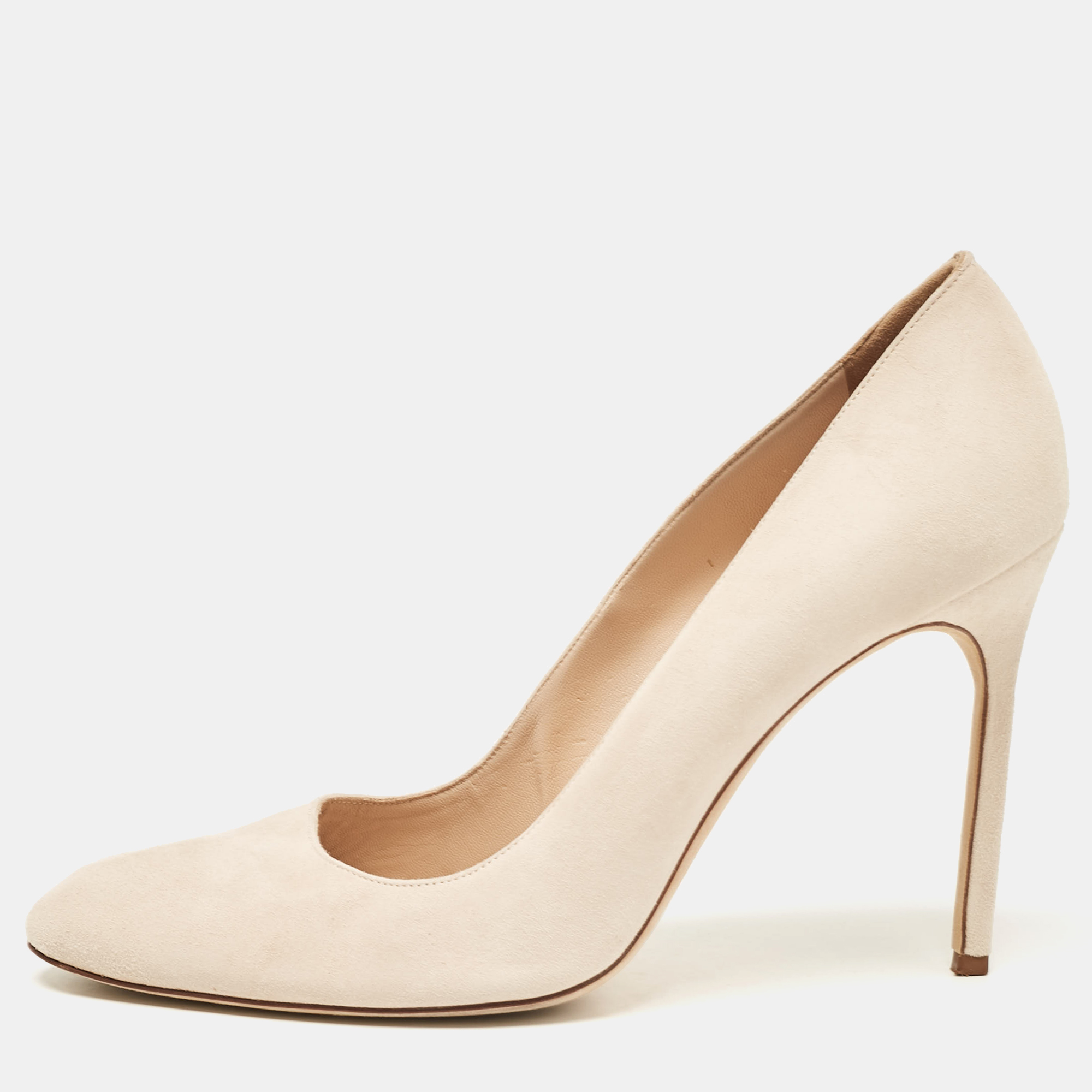 

Manolo Blahnik Beige Suede Pointed Toe BB Pumps Size