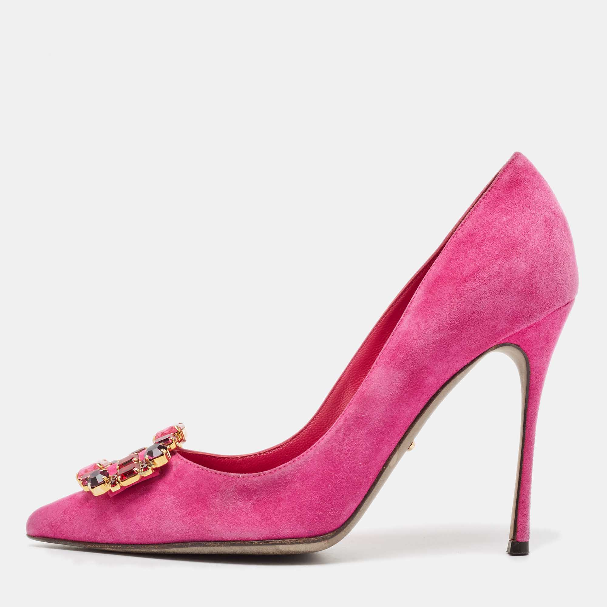 

Manolo Blahnik Purple Suede Hangisi Pumps Size