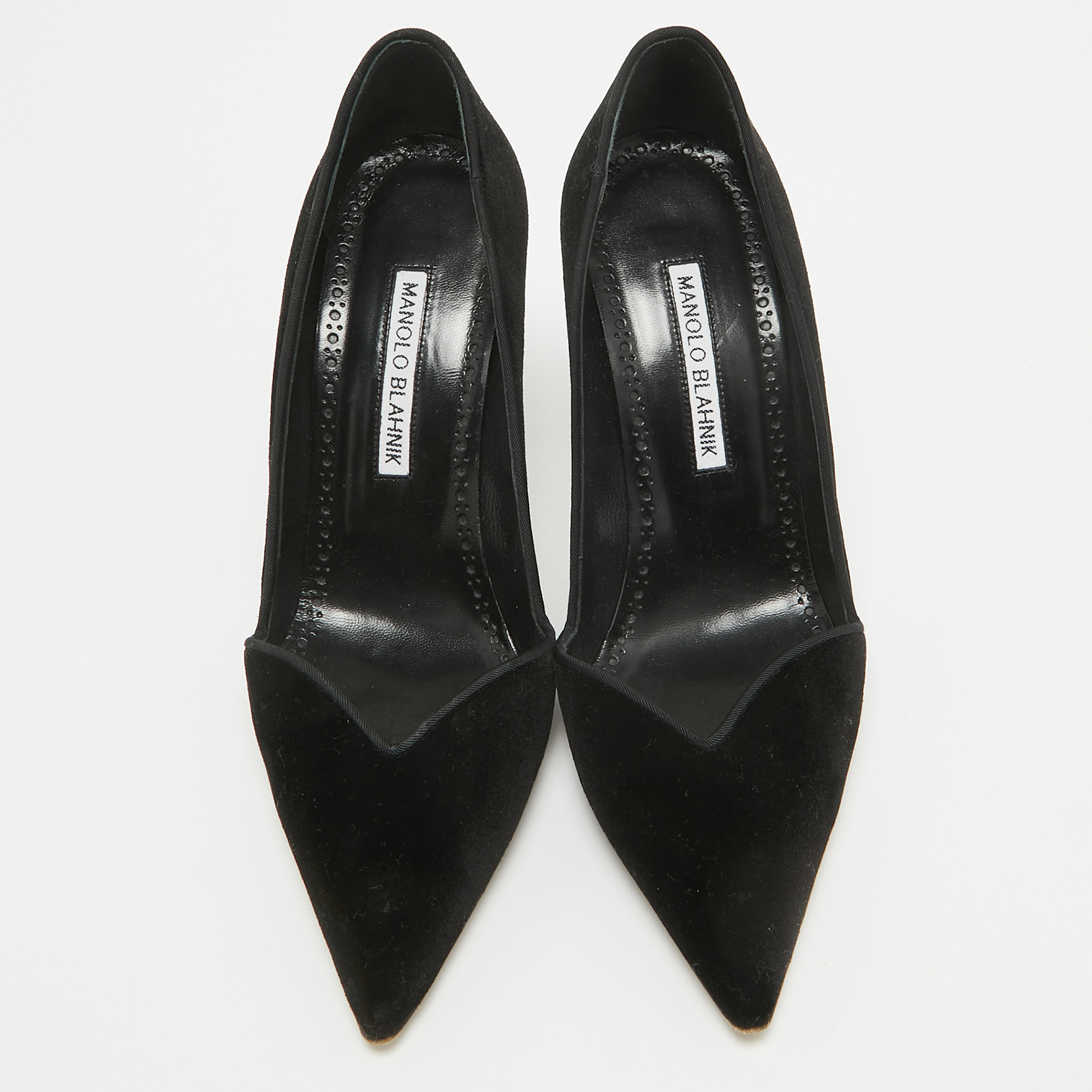 Manolo Blahnik Black Velvet Pointed Toe Pumps Size 36.5 
