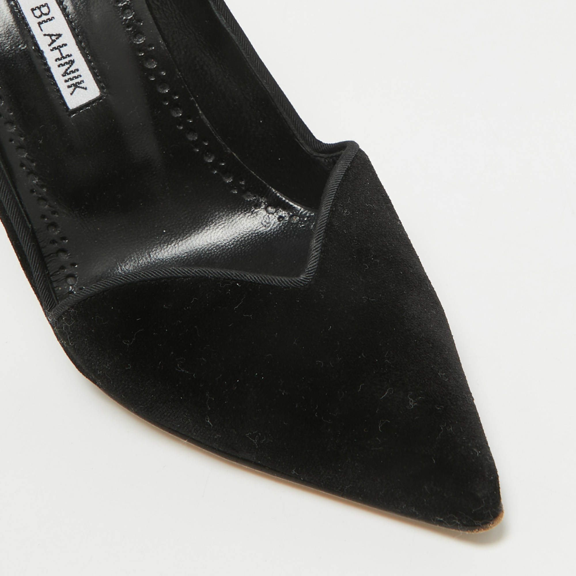 Manolo Blahnik Black Velvet Pointed Toe Pumps Size 36.5 