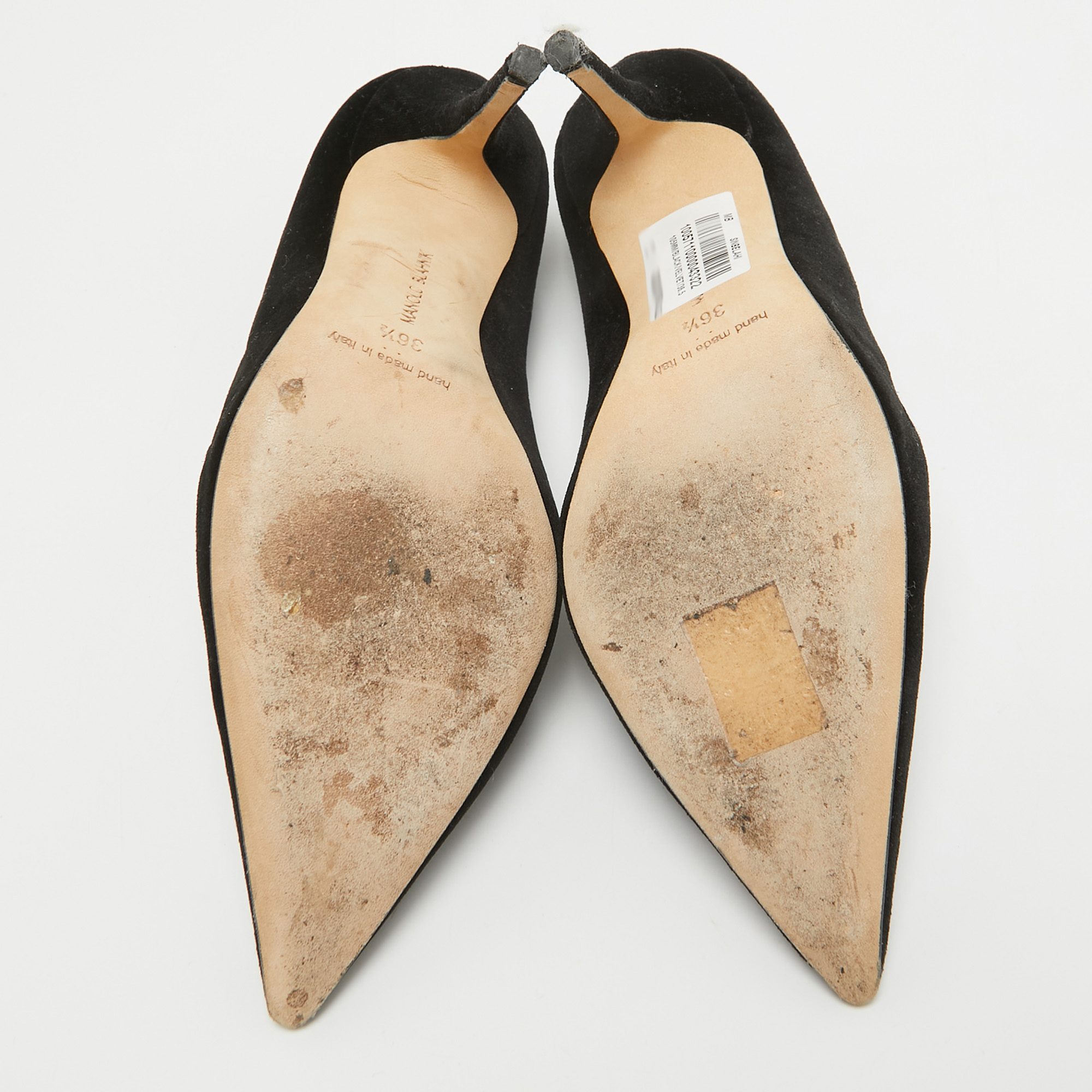 Manolo Blahnik Black Velvet Pointed Toe Pumps Size 36.5 