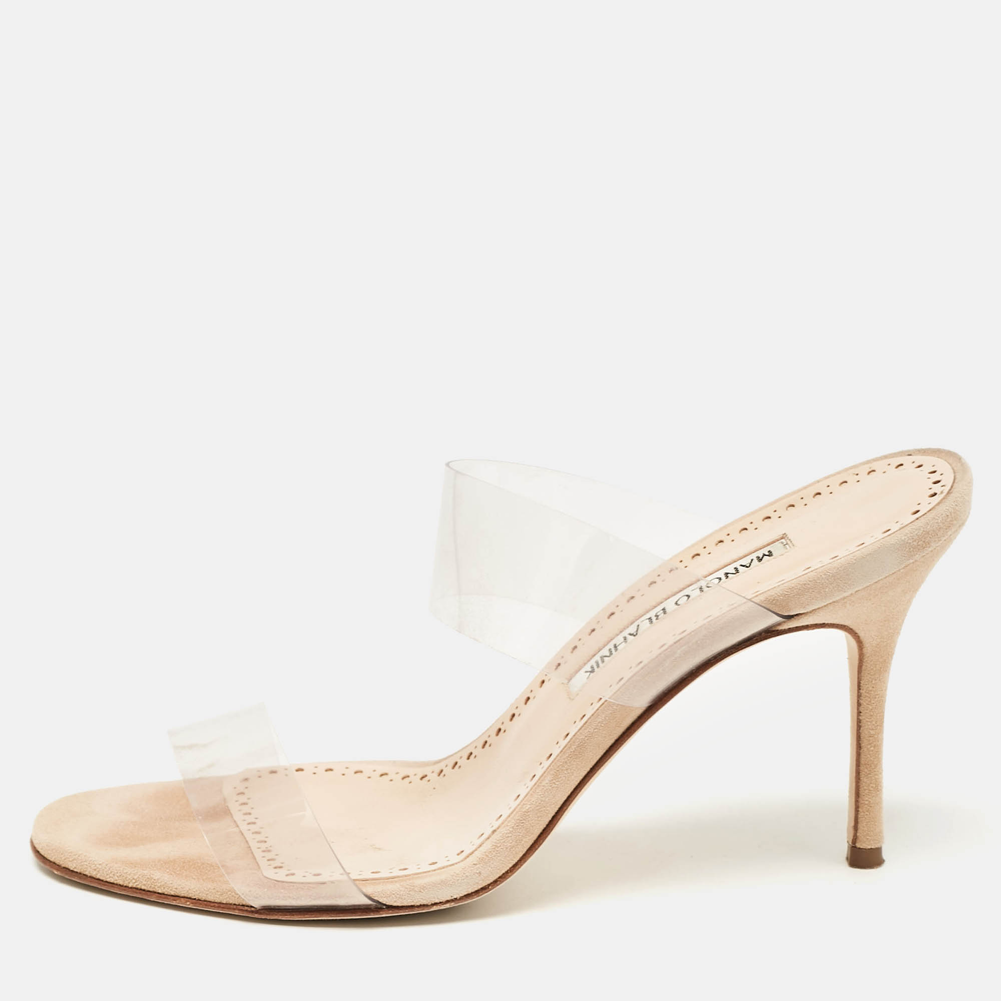 

Manolo Blahnik Transparent PVC Scolto Slide Sandals Size