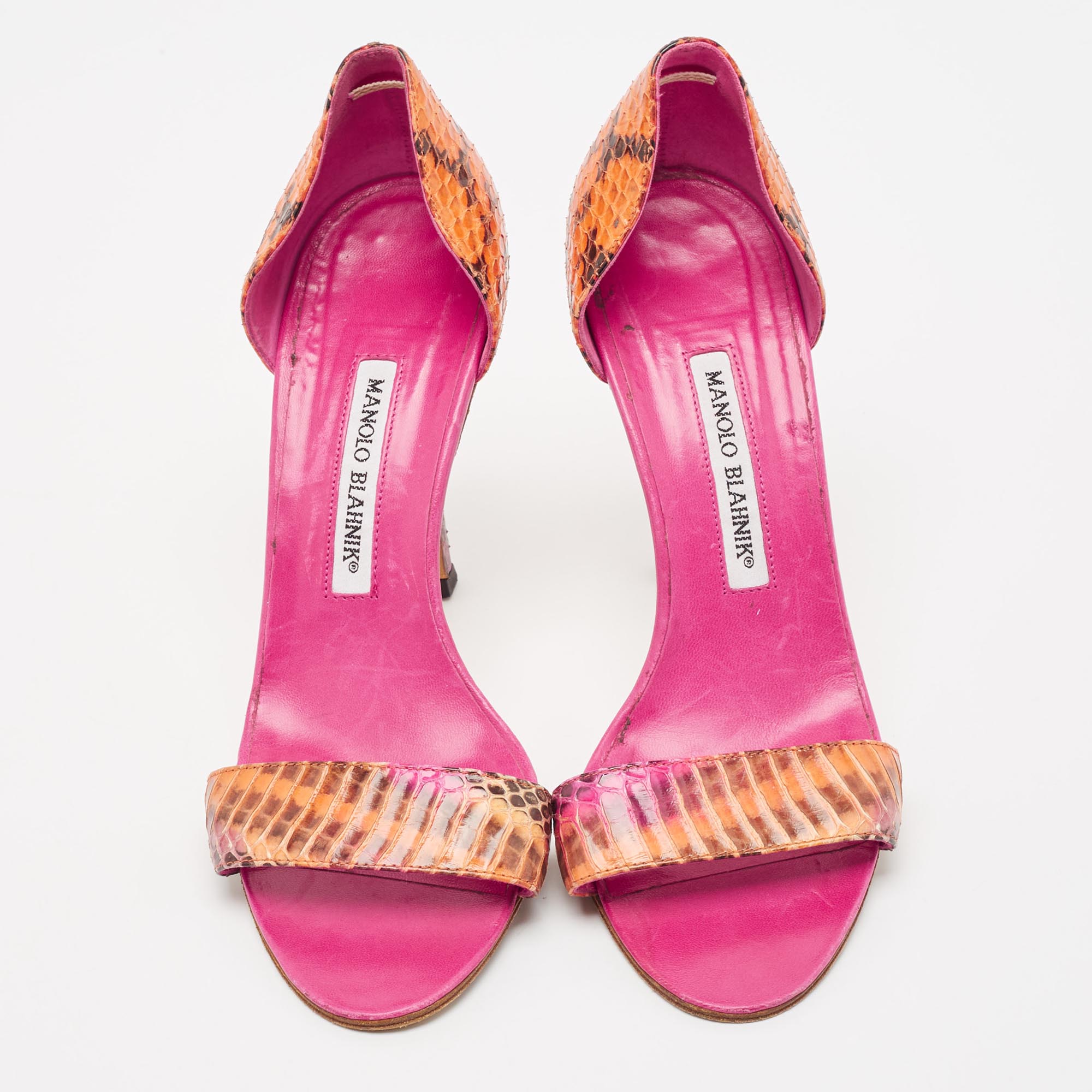 Manolo Blahnik Multicolor Python Leather Slide Sandals Size 38.5 