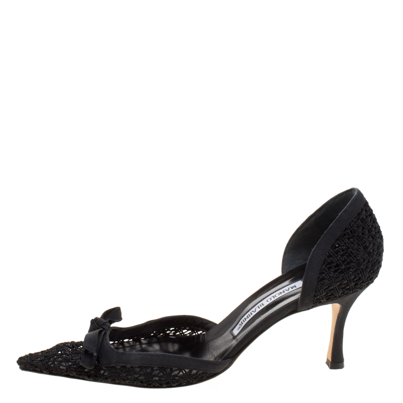 

Manolo Blahnik Black Crochet Espaa Pointed Toe D'orsay Pumps Size