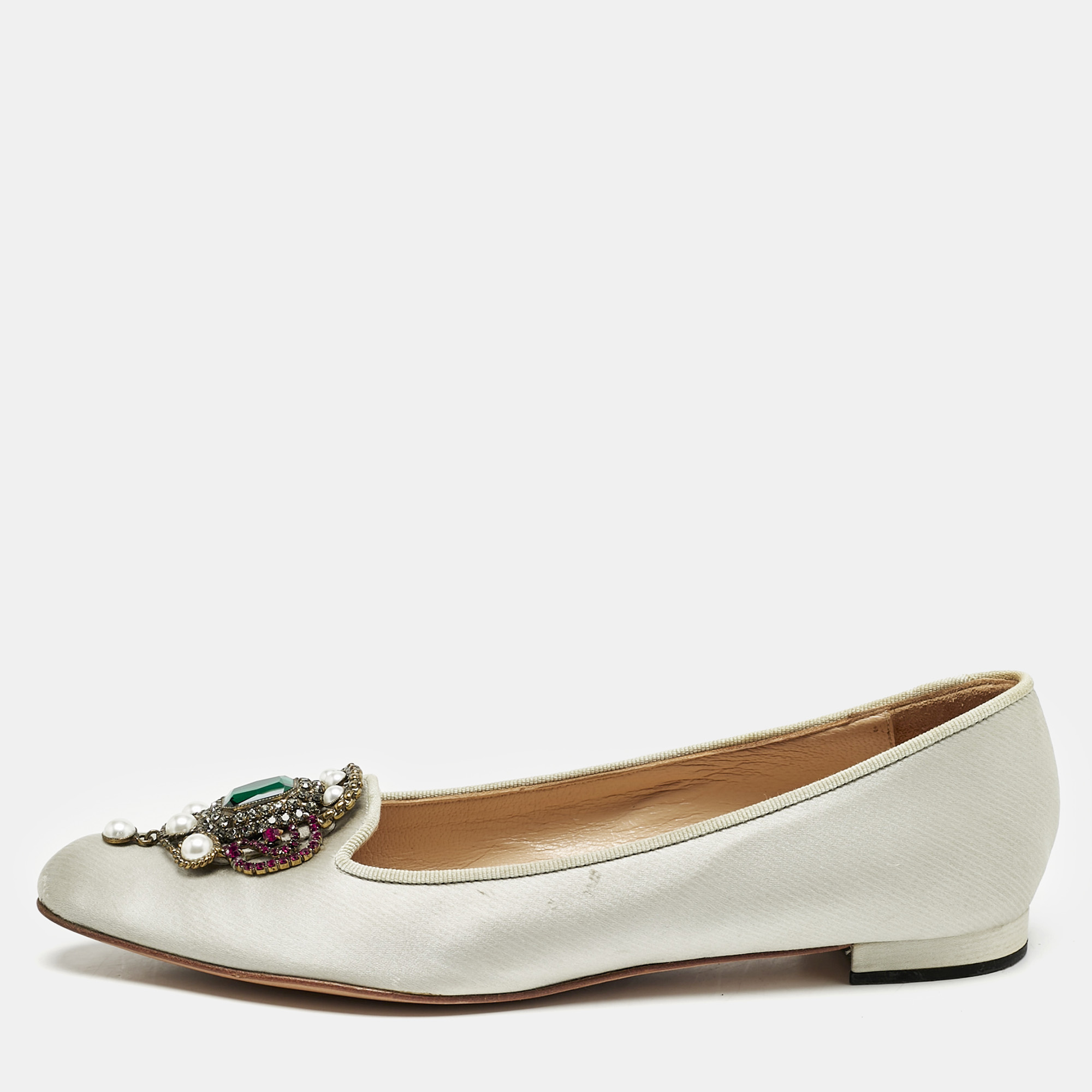 

Manolo Blahnik Grey Satin Eufrasia Smoking Slippers Size