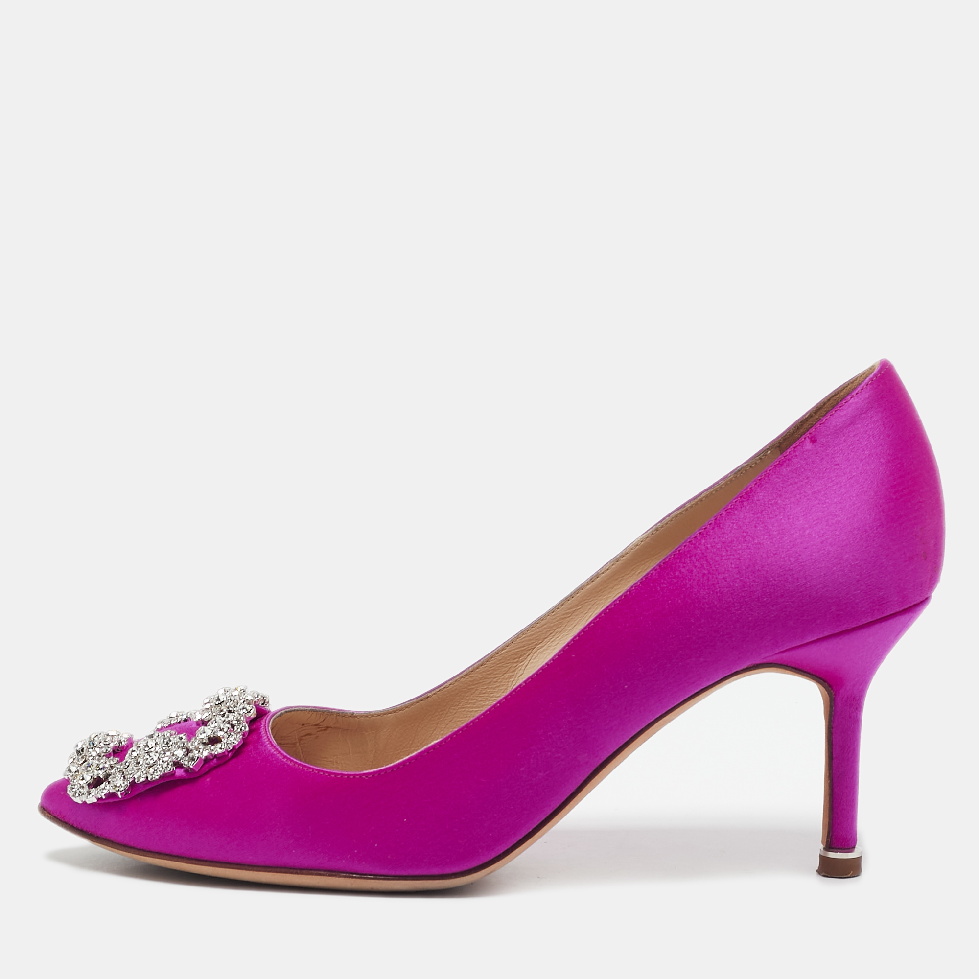 

Manolo Blahnik Pink Satin Hangisi Pumps Size