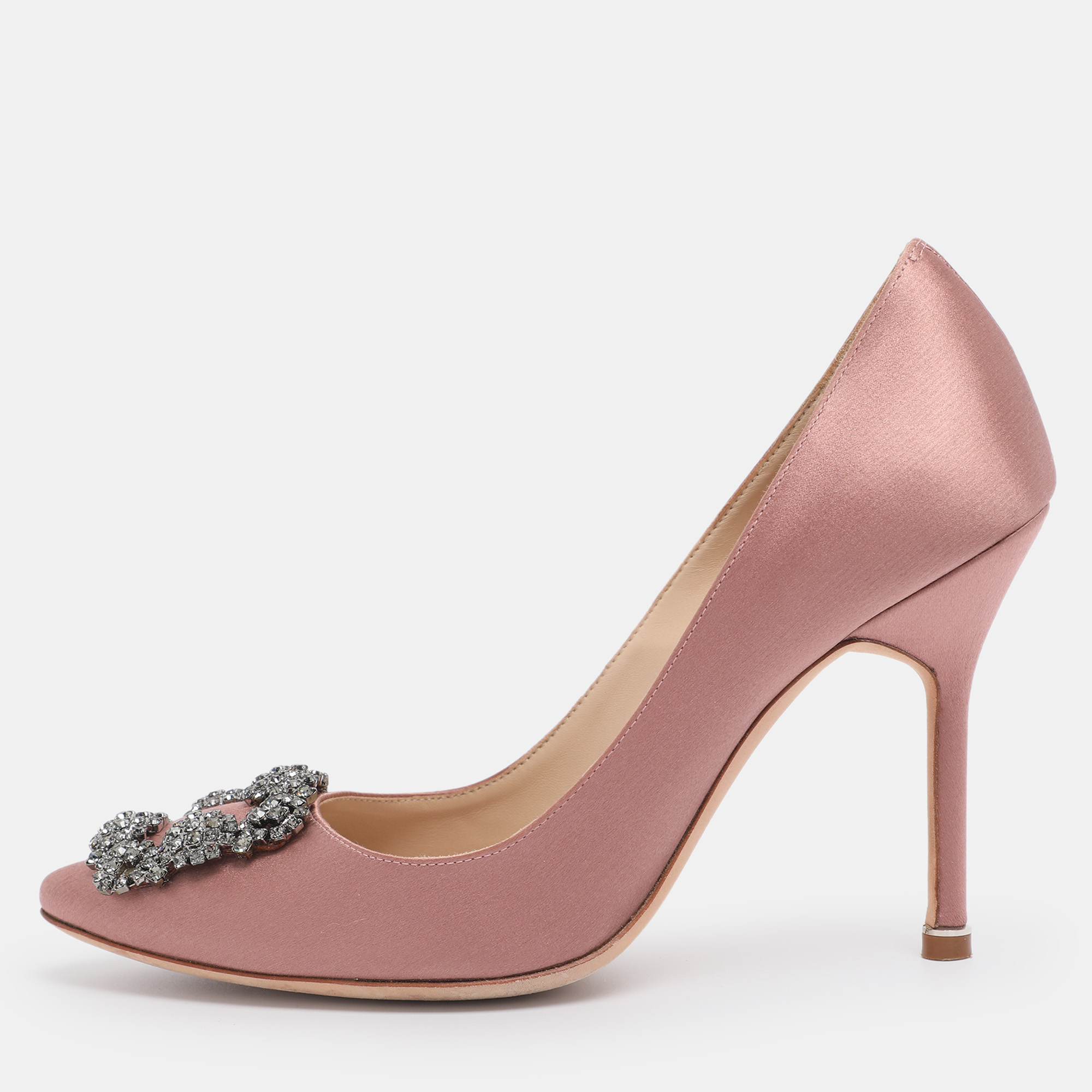 

Manolo Blahnik Pink Satin Hangisi Pumps Size