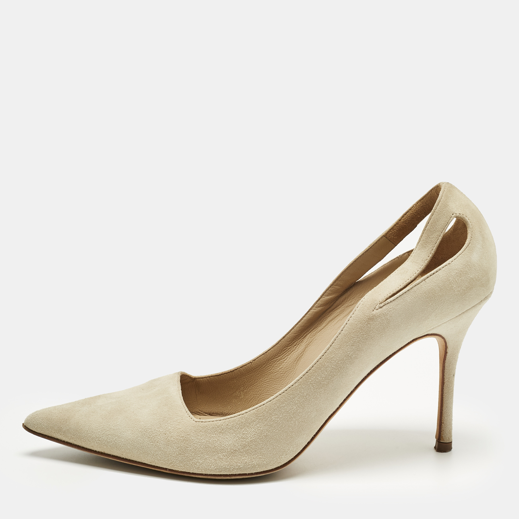 

Manolo Blahnik Grey Suede Pointed Toe Pumps Size