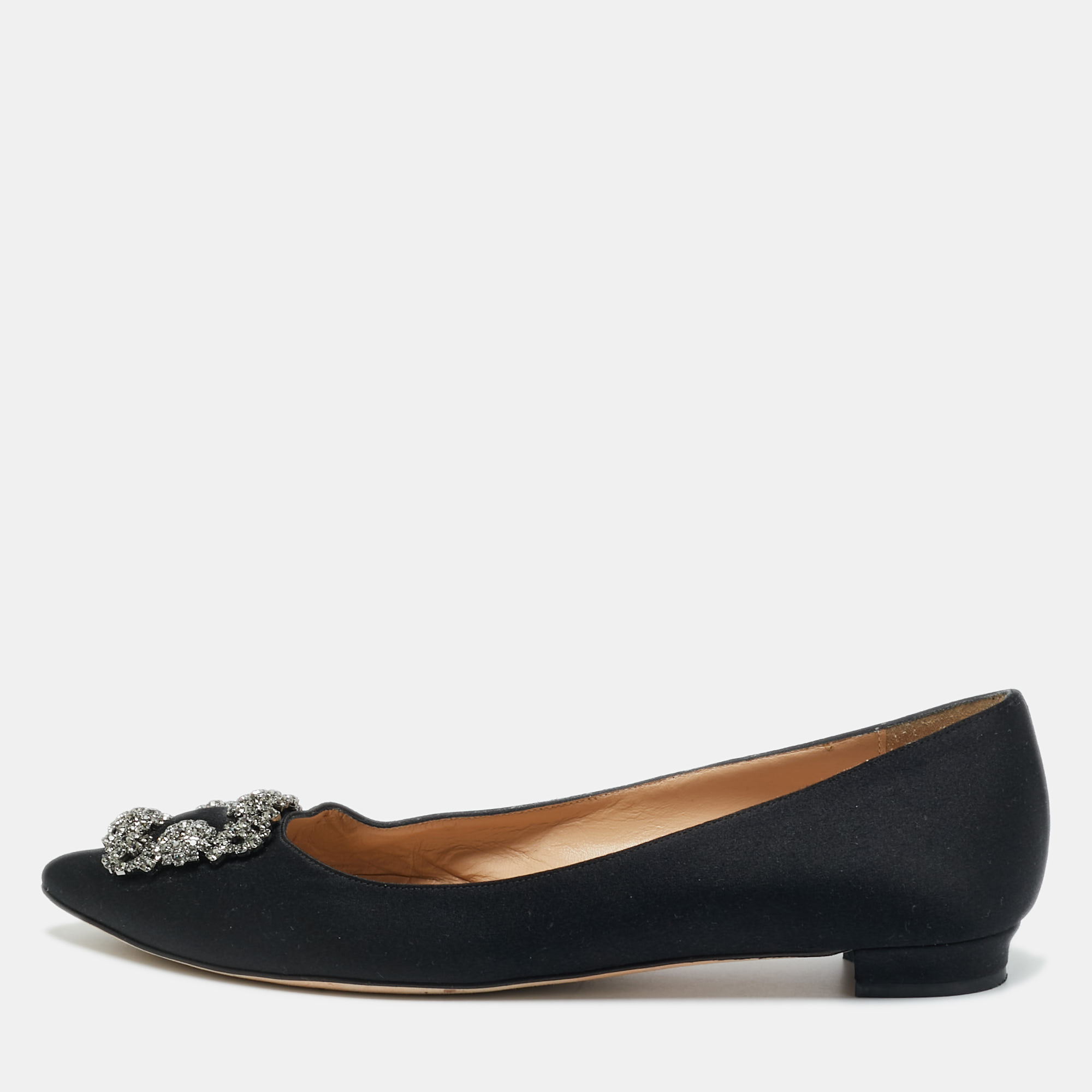 

Manolo Blahnik Black Satin Hangisi Ballet Flats Size